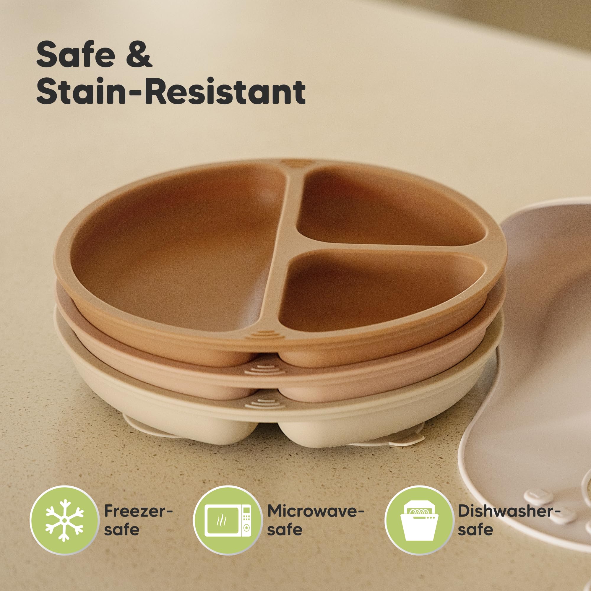 Foto 6 pulgar | Platos con Succión Keababies Prep de Silicona para Bebé 3 Piezas - Venta Internacional