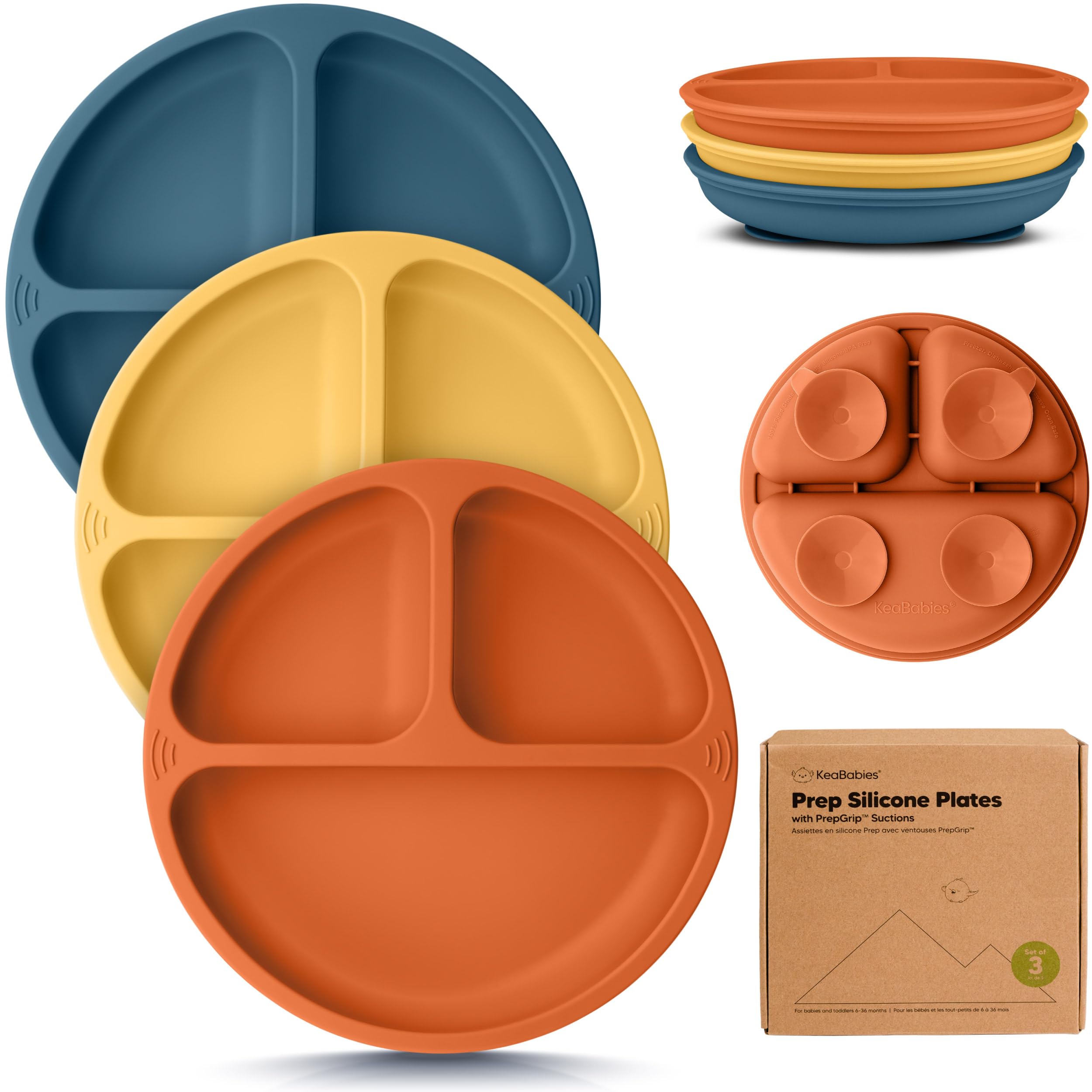 Foto 2 pulgar | Platos con Succión Keababies de Silicona para Bebés 3 Piezas - Venta Internacional