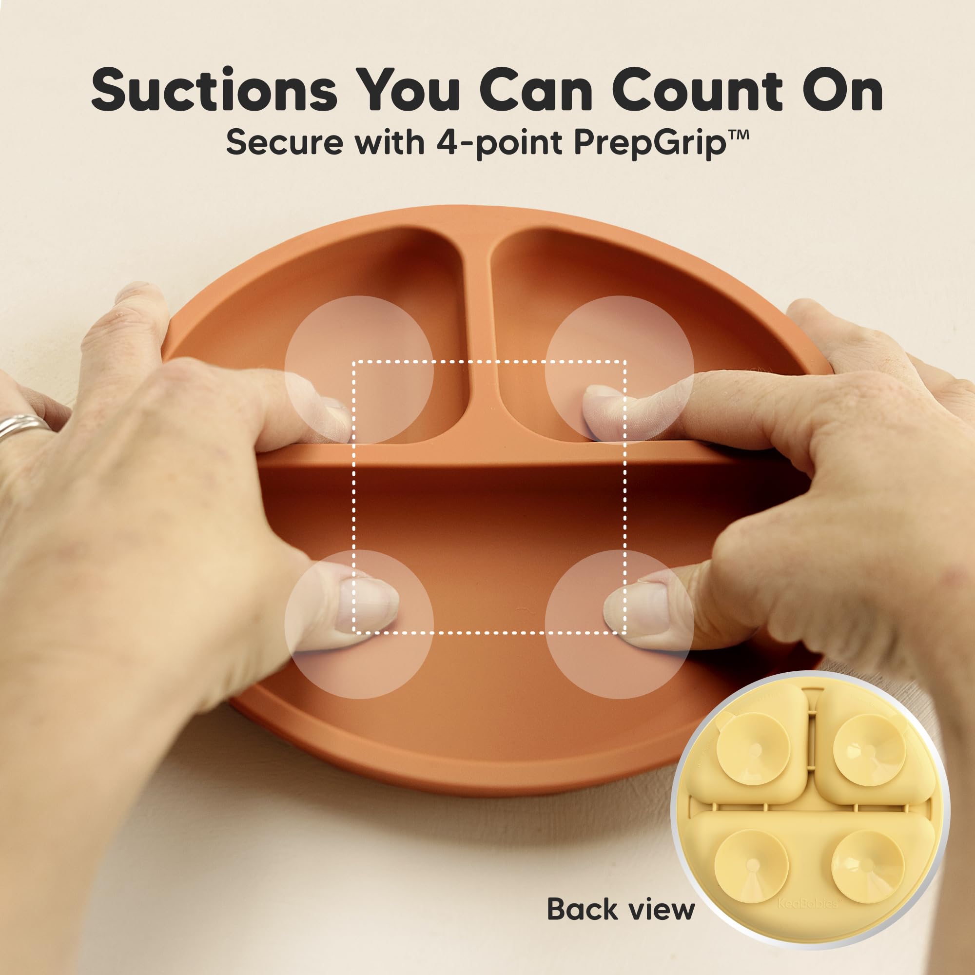 Foto 4 pulgar | Platos con Succión Keababies de Silicona para Bebés 3 Piezas - Venta Internacional