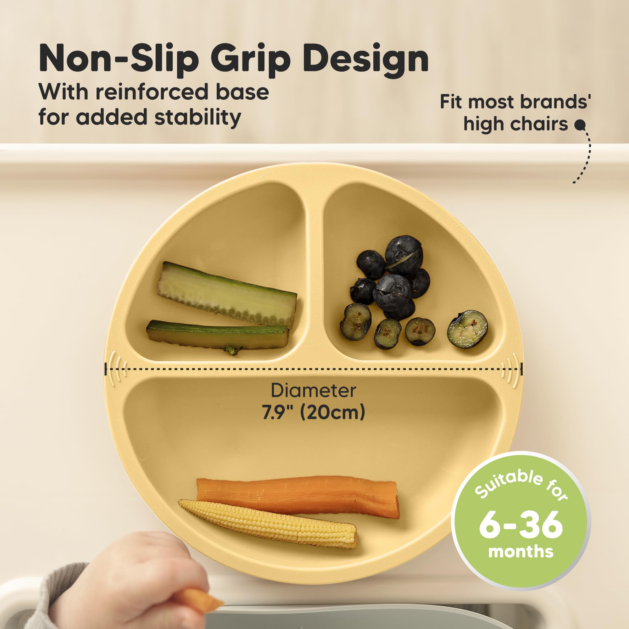 Foto 4 | Platos con Succión Keababies de Silicona para Bebés 3 Piezas - Venta Internacional