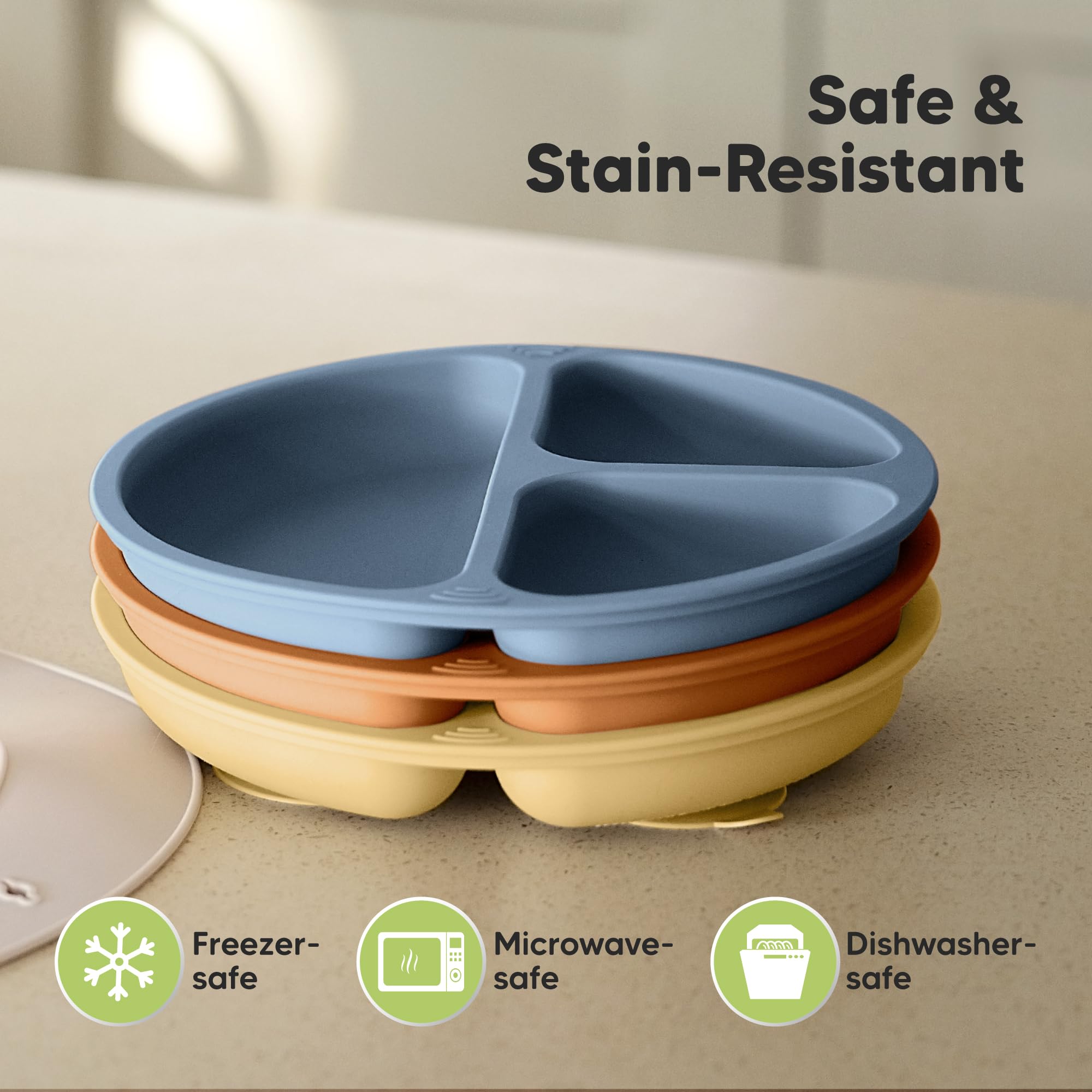 Foto 5 | Platos con Succión Keababies de Silicona para Bebés 3 Piezas - Venta Internacional