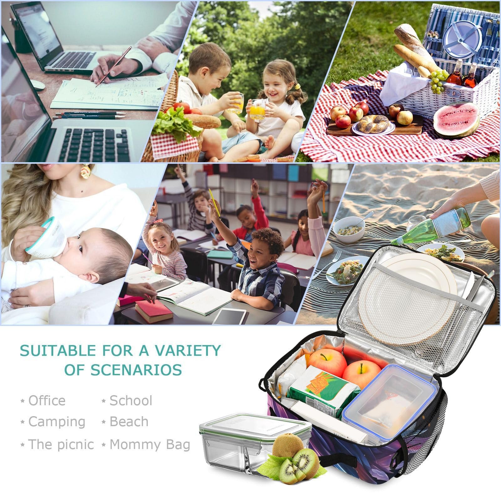 Foto 7 | Fiambrera Alaza Dragon Galaxy Colorful Para Niños Con Aislamiento - Venta Internacional.