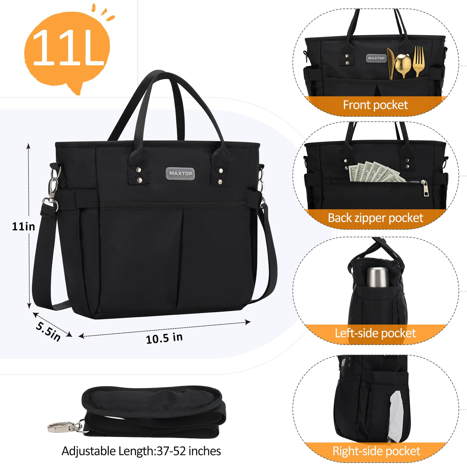 Foto 4 | Bolsa De Almuerzo Maxtop Con Aislamiento Térmico Para Hombre Y Mujer  Color Negro - Venta Internacional.