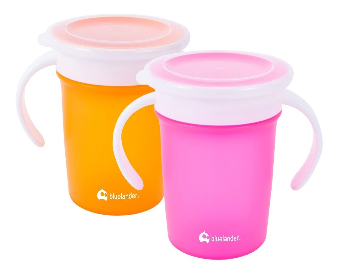 Foto 2 pulgar | Vaso Entrenador para Bebés BLUELANDER Multicolor 360 Antiderrames 280 ML 2 Piezas