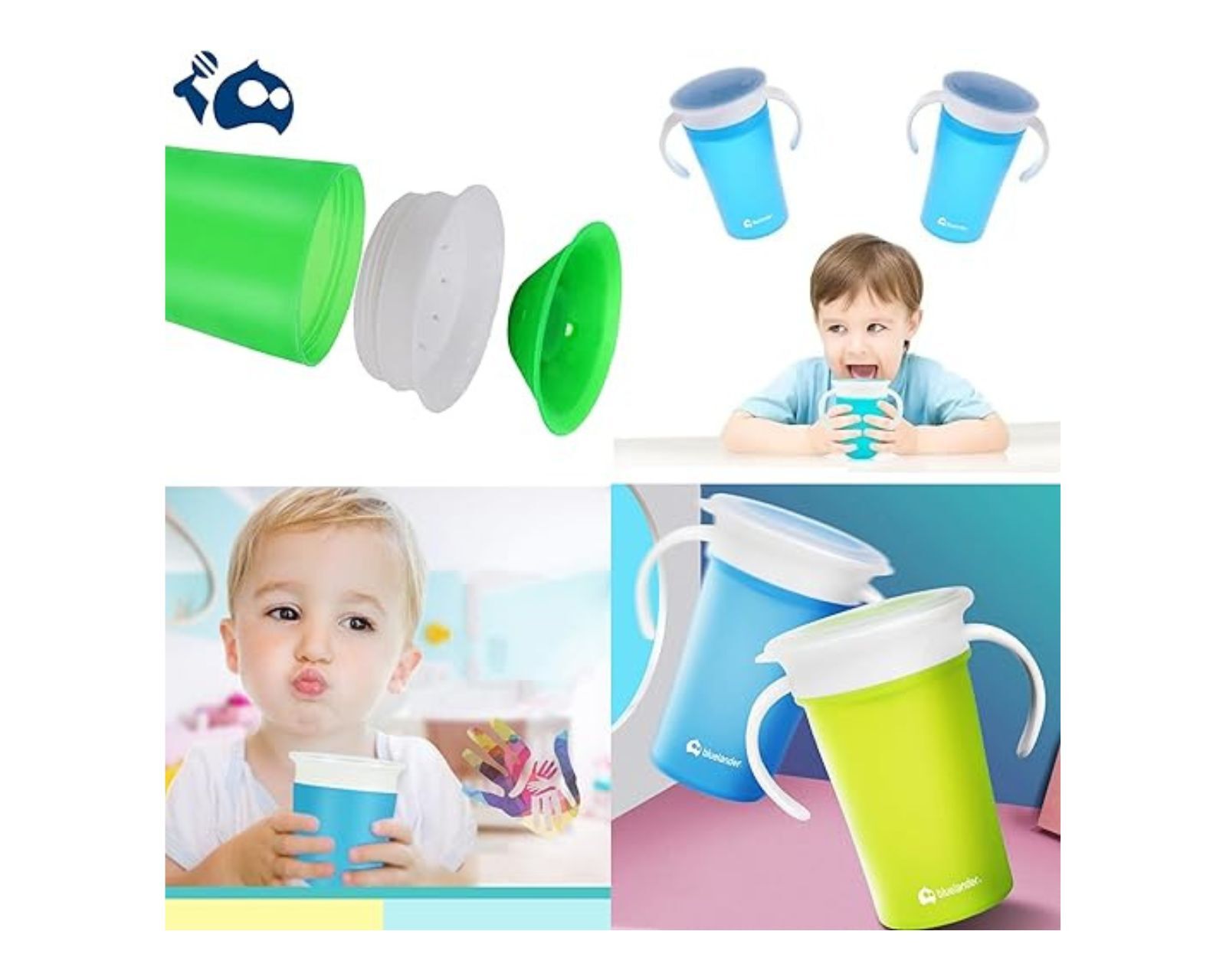Foto 4 pulgar | Vaso Entrenador para Bebé Bluelander Antiderrames 280 Ml 2 Piezas
