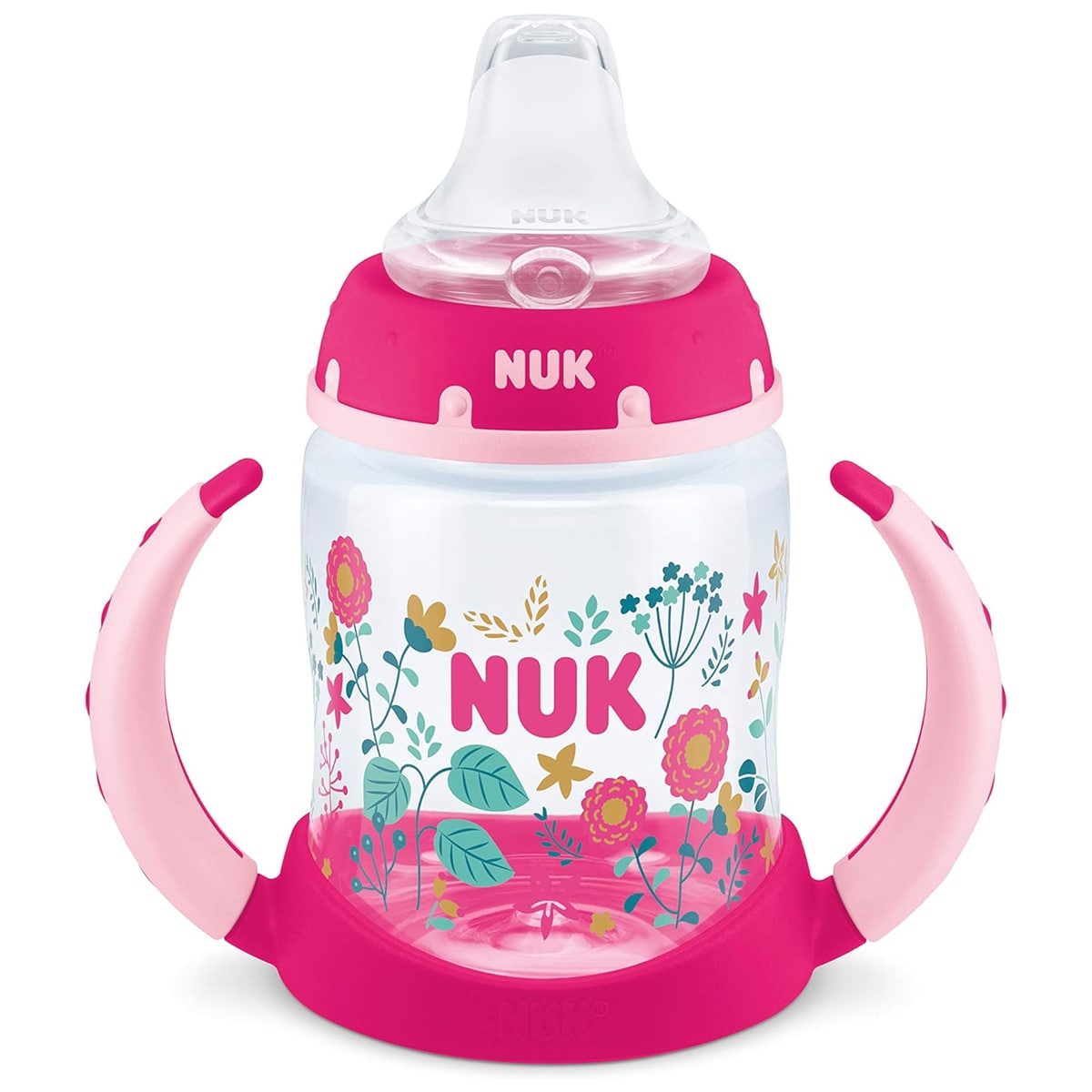 Taza Entrenadora Con Asas Nuk 5oz 1pz Rosa Flores $509