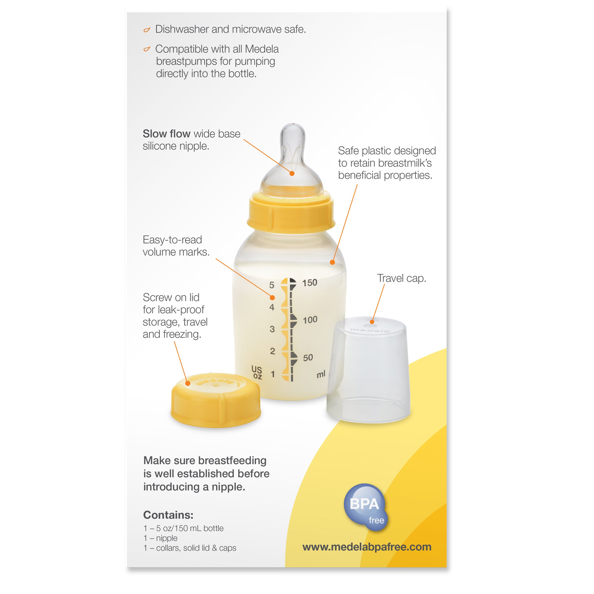 Foto 3 pulgar | Biberón De Almacenamiento De Leche Materna Medela, 150 Ml, Sin Bpa, Lavavajillas - Venta Internacional.