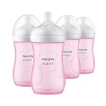 Biberón Con Tetina De Respuesta Natural, Rosa, 9 Oz, Paquete De 4 - Venta Internacional.