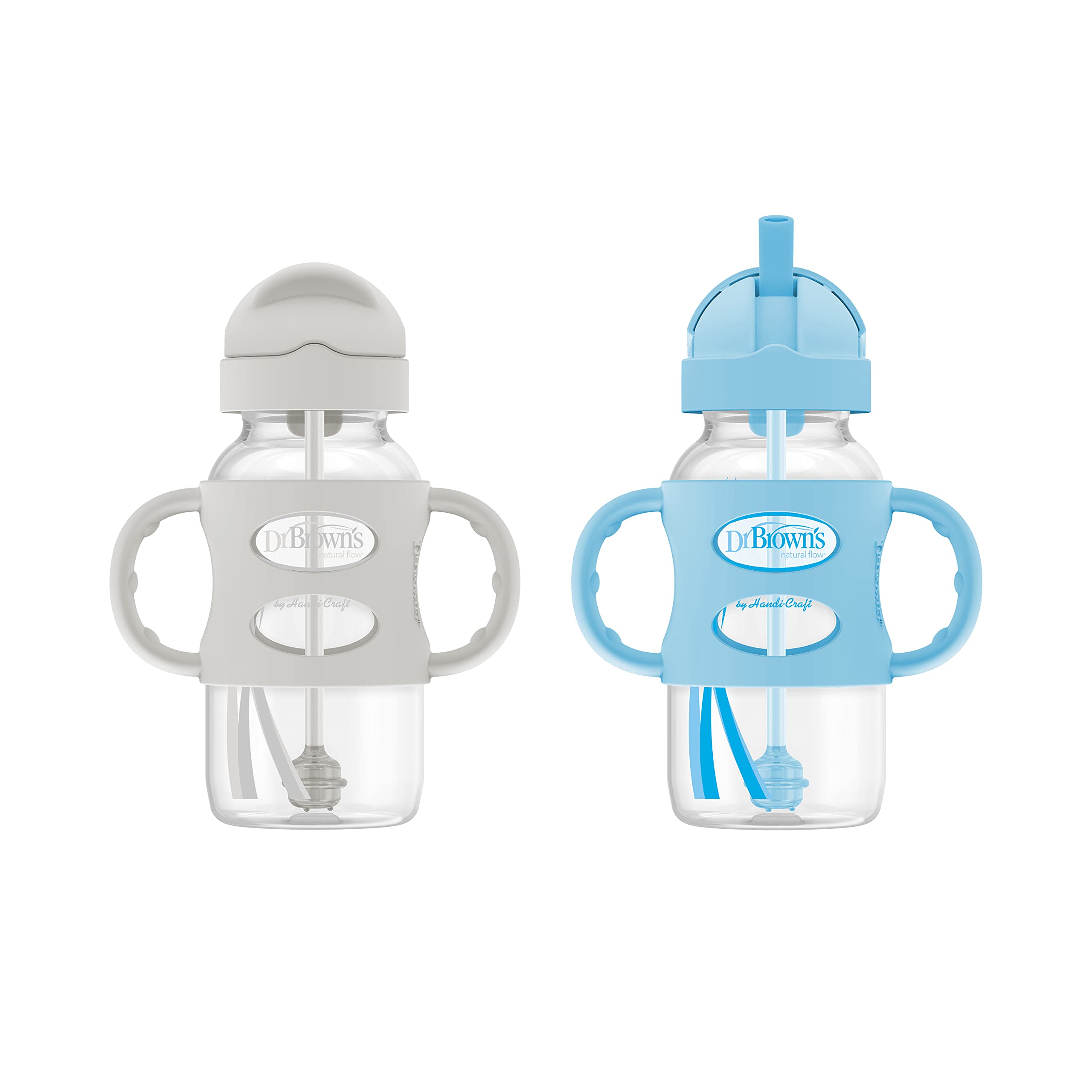 Botella Sippy Straw Dr. Brown's Milestones, 270 Ml, Más De 6 M, Gris Y Azul - Venta Internacional.