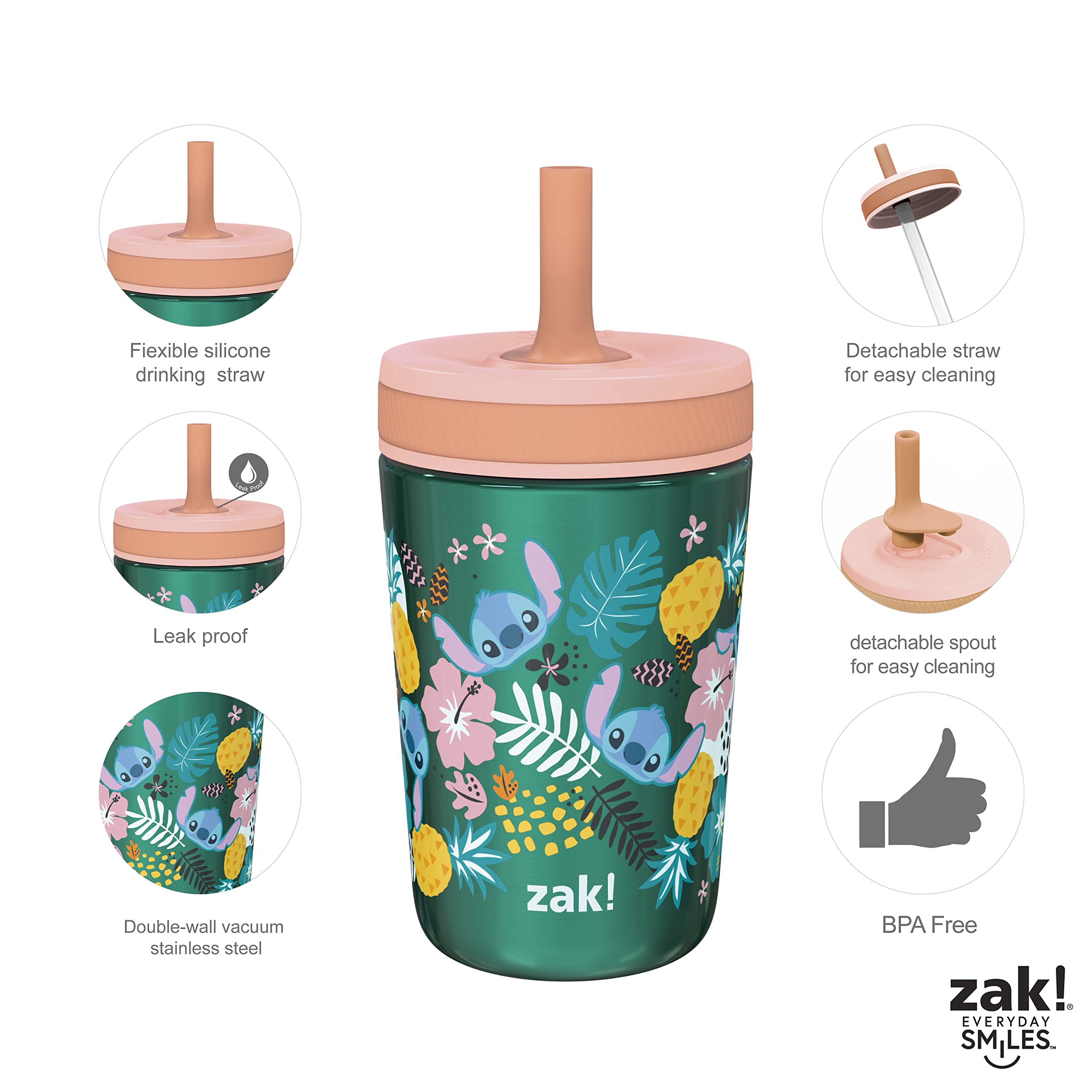 Foto 6 pulgar | Set De Vasos Zak Designs Disney Lilo Y Stitch Kelso Para Niños - Venta Internacional.