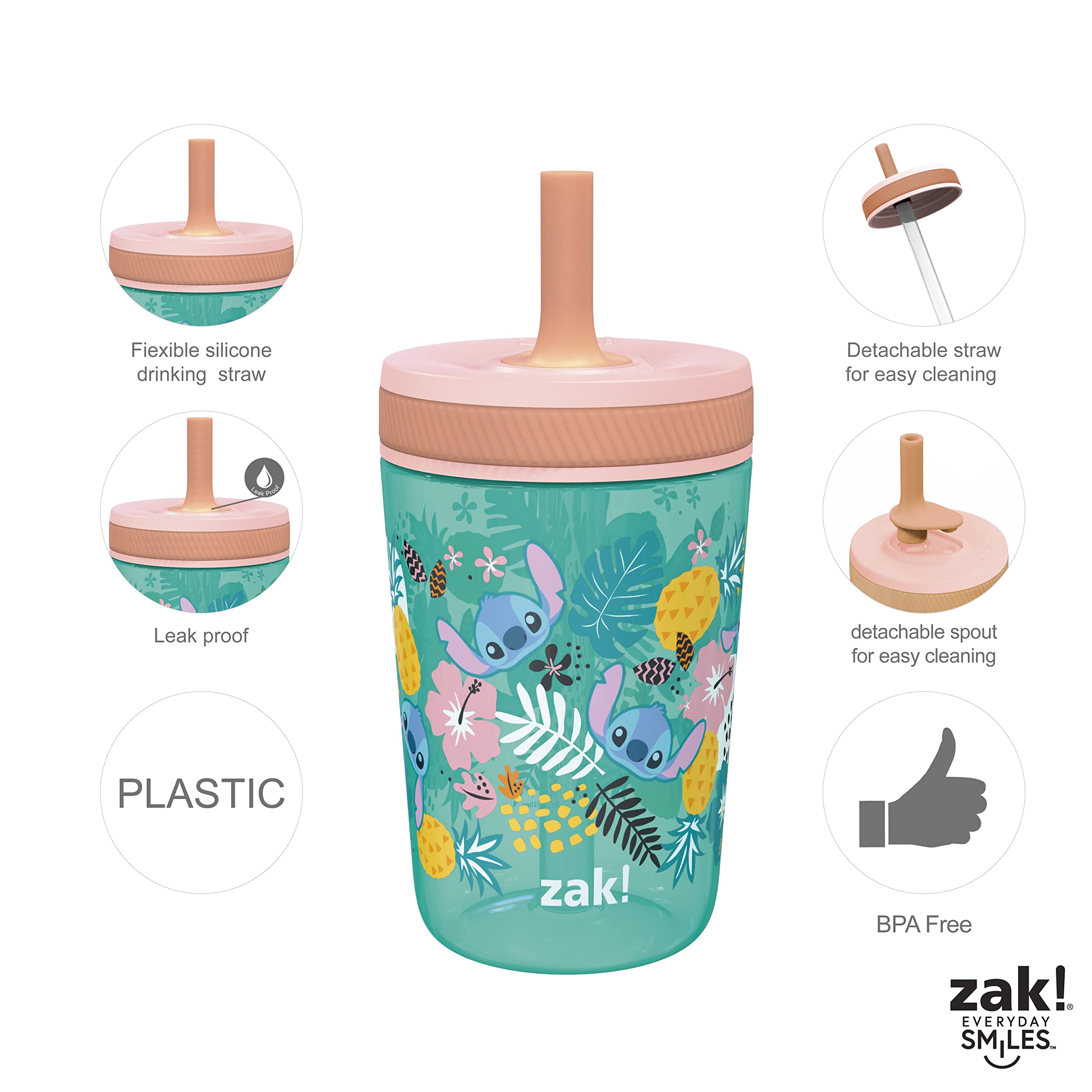 Foto 7 pulgar | Set De Vasos Zak Designs Disney Lilo Y Stitch Kelso Para Niños - Venta Internacional.
