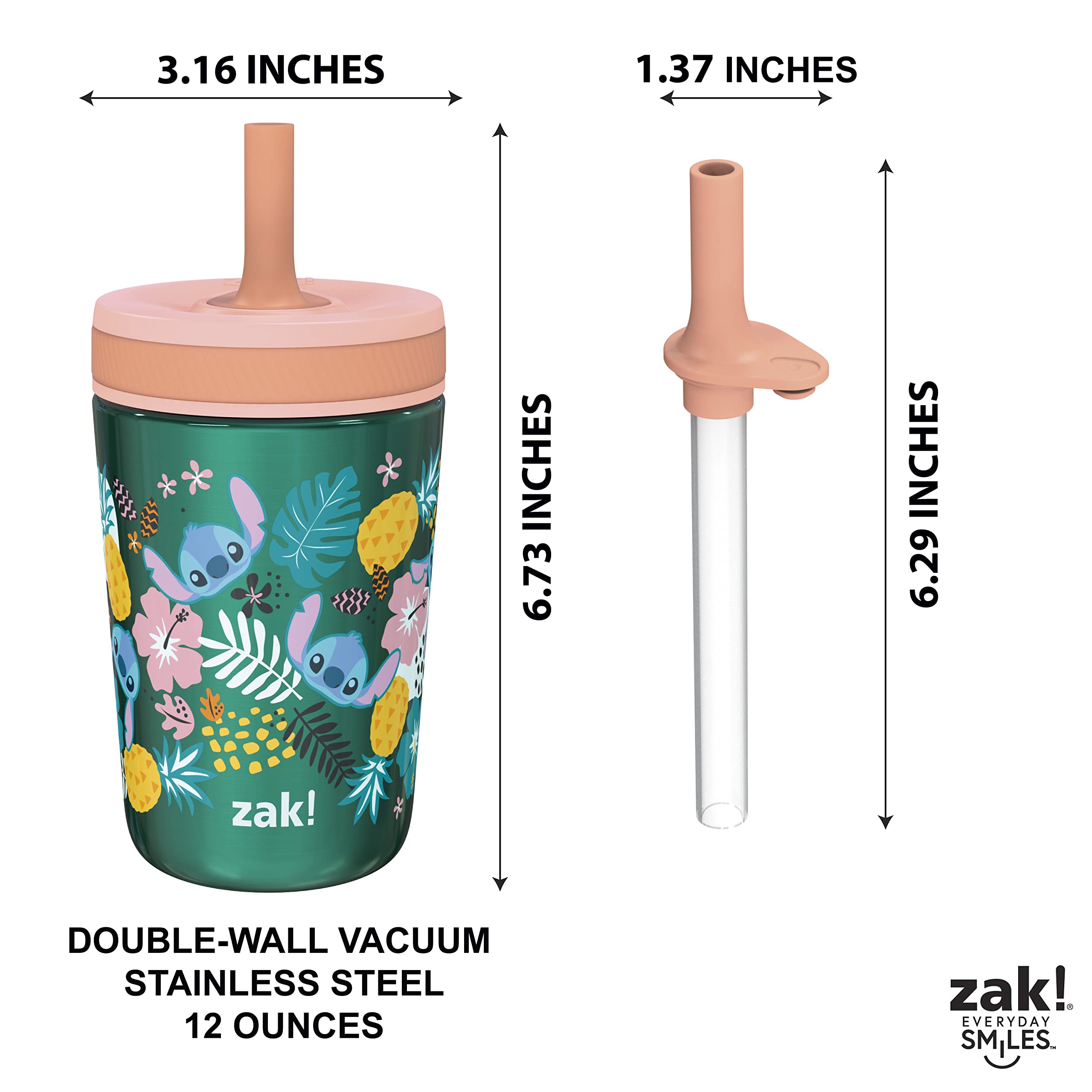 Foto 7 | Set De Vasos Zak Designs Disney Lilo Y Stitch Kelso Para Niños - Venta Internacional.