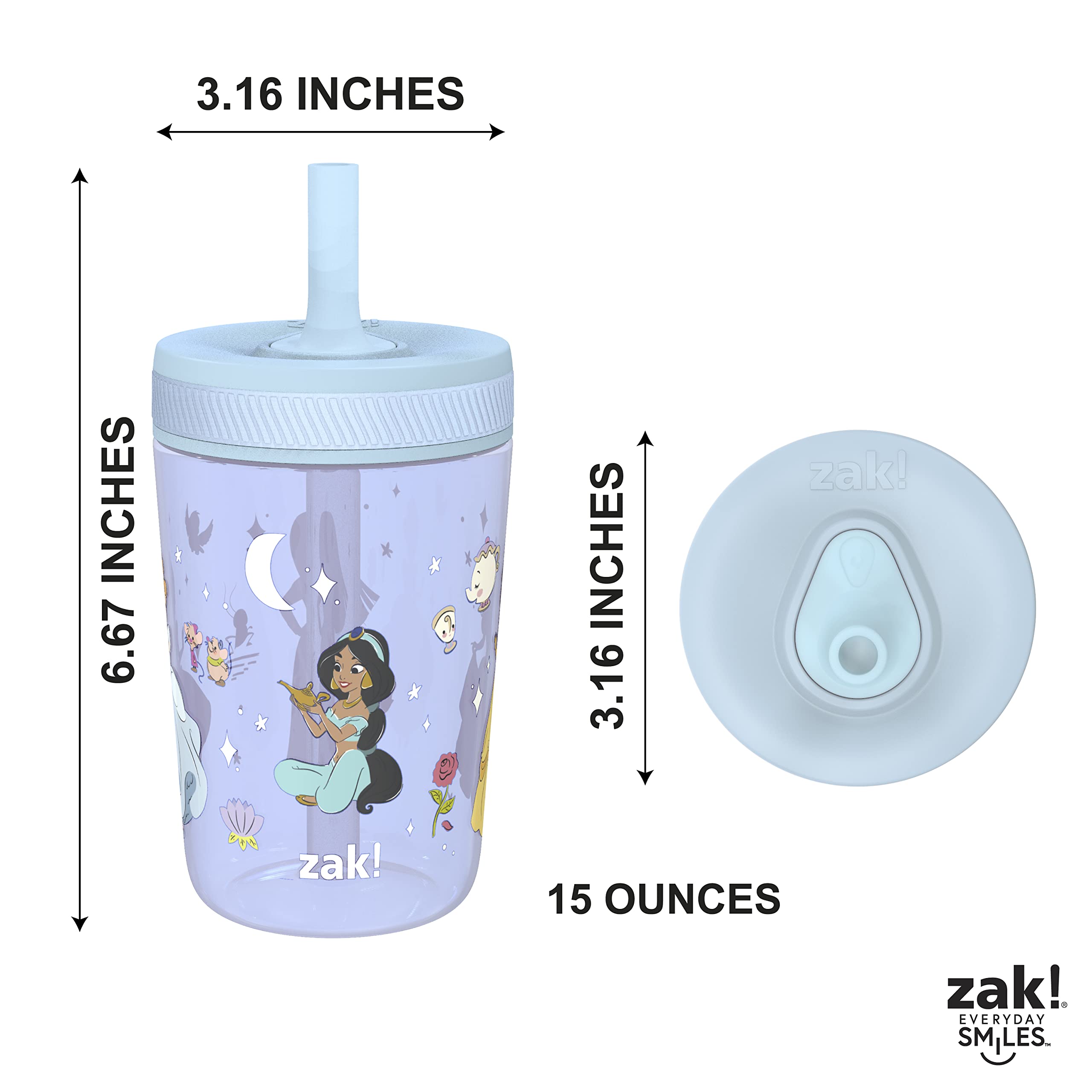 Foto 6 pulgar | Vaso Zak Designs Disney Princess Kelso, 450 Ml, Paquete De 2 - Venta Internacional.