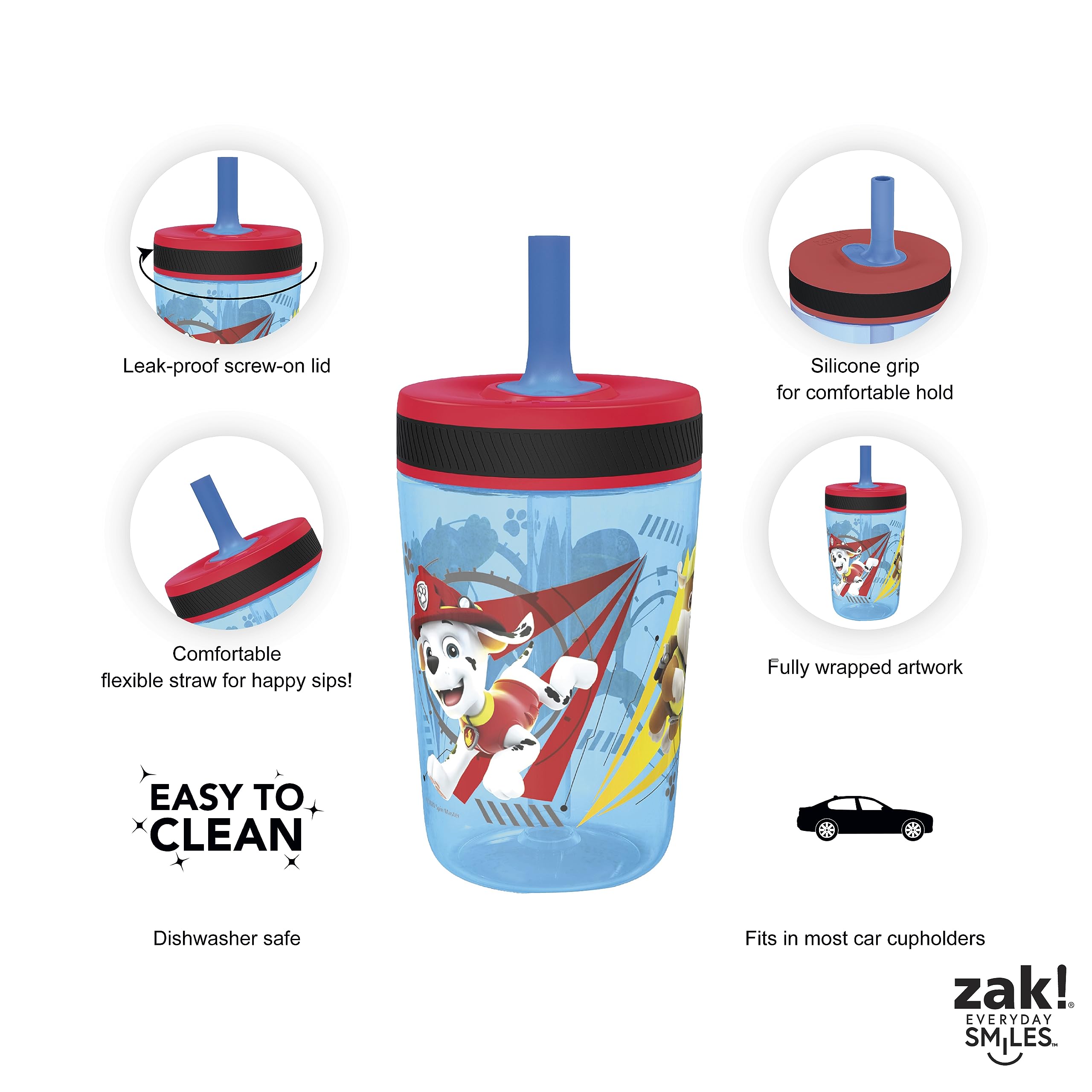 Foto 5 pulgar | Set De Vasos Zak Designs Paw Patrol Chase & Marshall, 450 Ml - Venta Internacional.