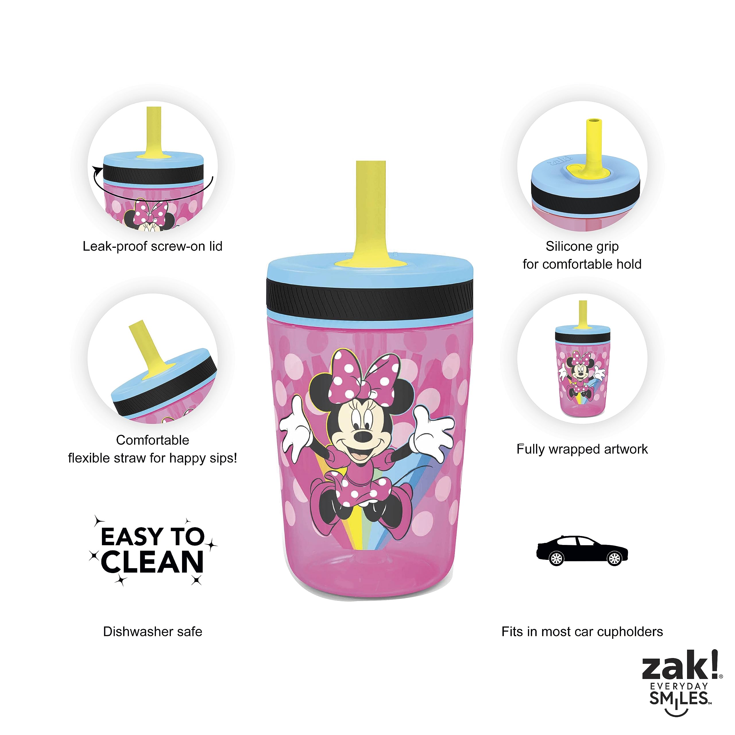 Foto 4 | Set De Vasos Zak Designs Disney Kelso Minnie Mouse, 450 Ml, 2 Unidades - Venta Internacional.