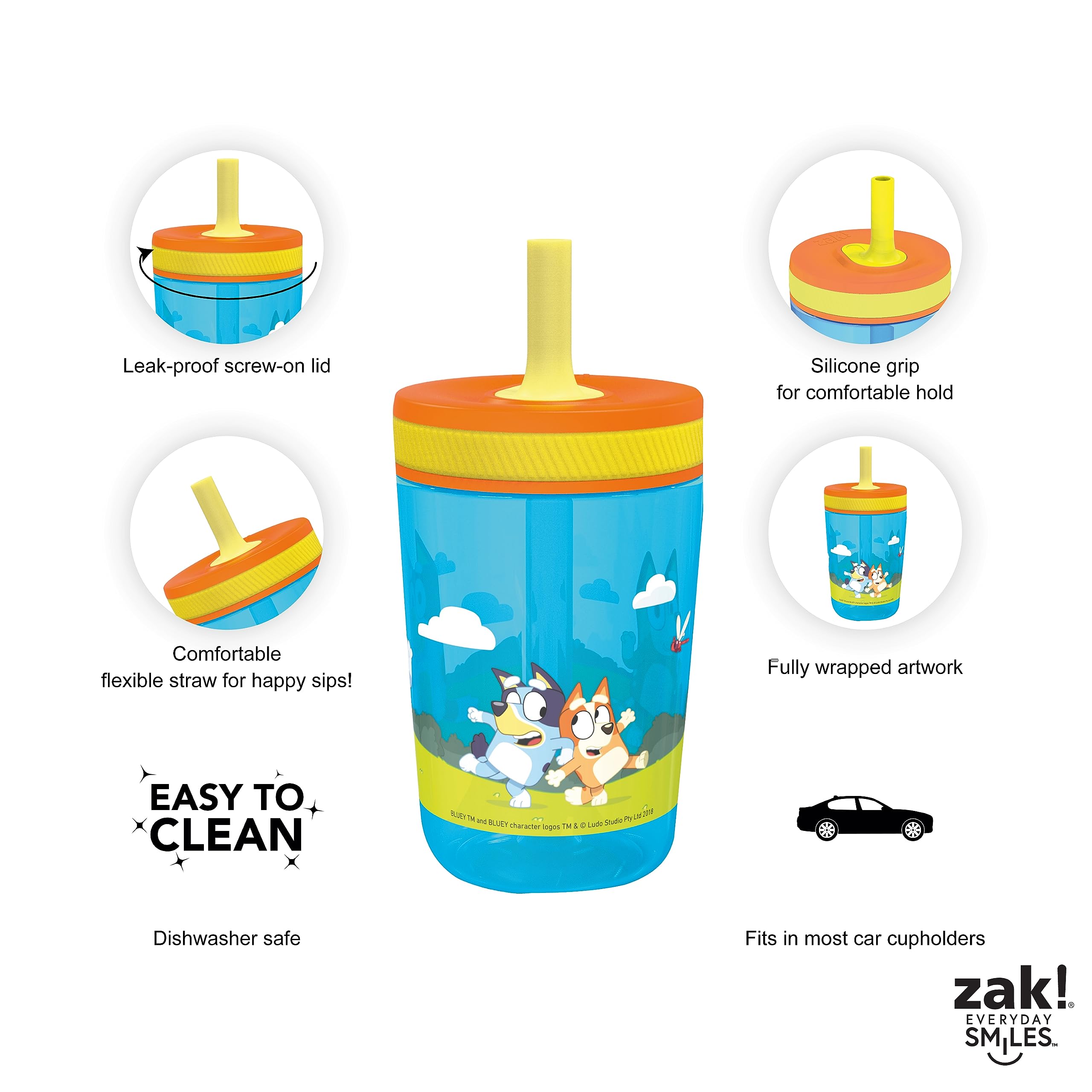 Foto 4 | Set De Vasos Bluey Kelso De Zak Designs, 450 Ml, 2 Unidades, Para Niños - Venta Internacional.