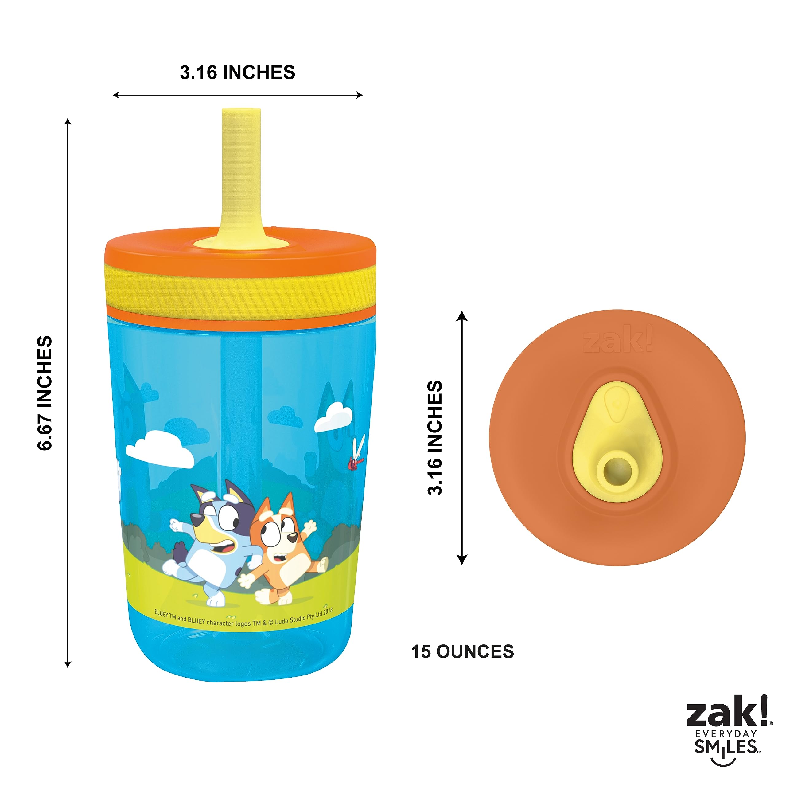 Foto 5 | Set De Vasos Bluey Kelso De Zak Designs, 450 Ml, 2 Unidades, Para Niños - Venta Internacional.