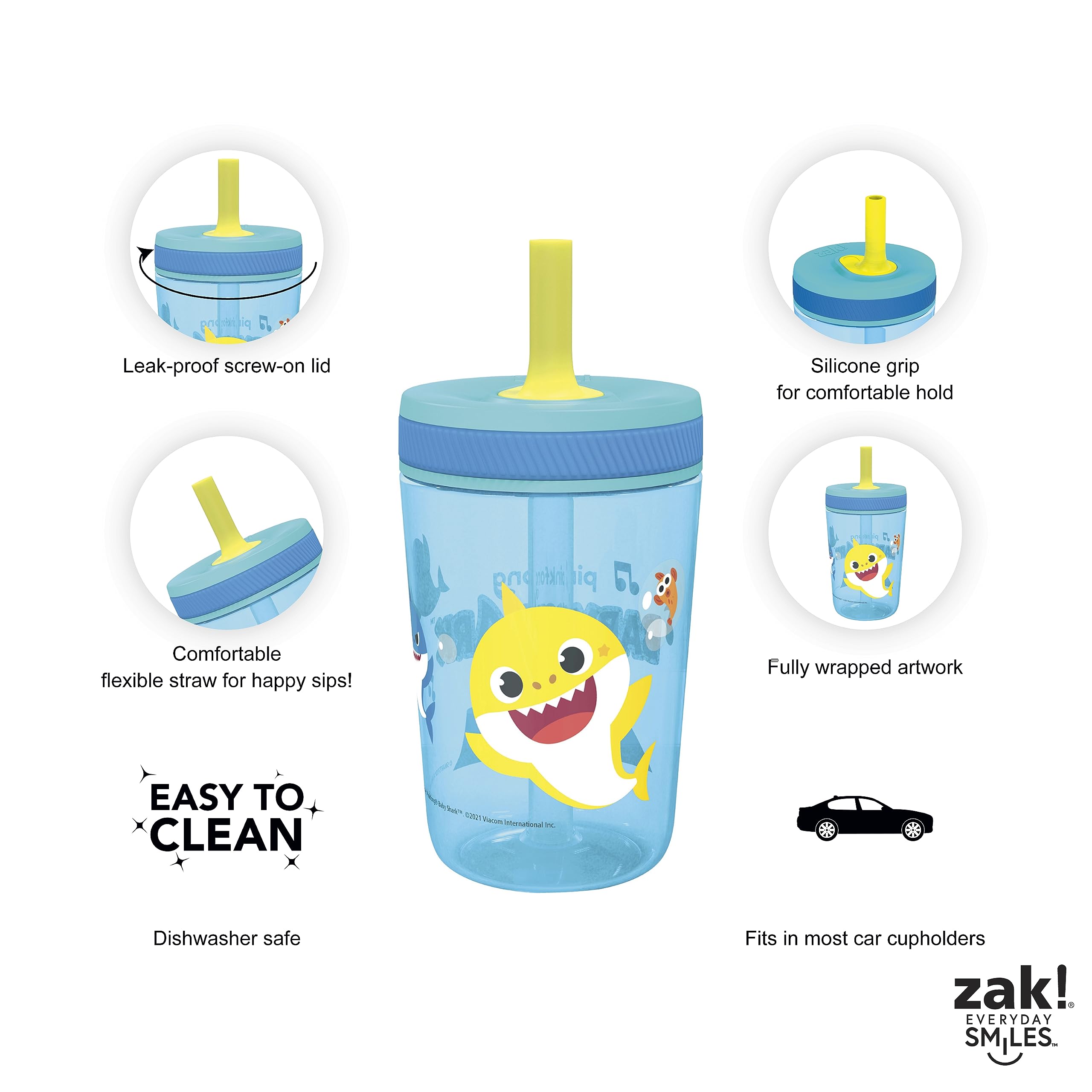 Foto 4 | Set De Vasos Zak Designs Baby Shark Kelso 450 Ml (2 Unidades) - Venta Internacional.