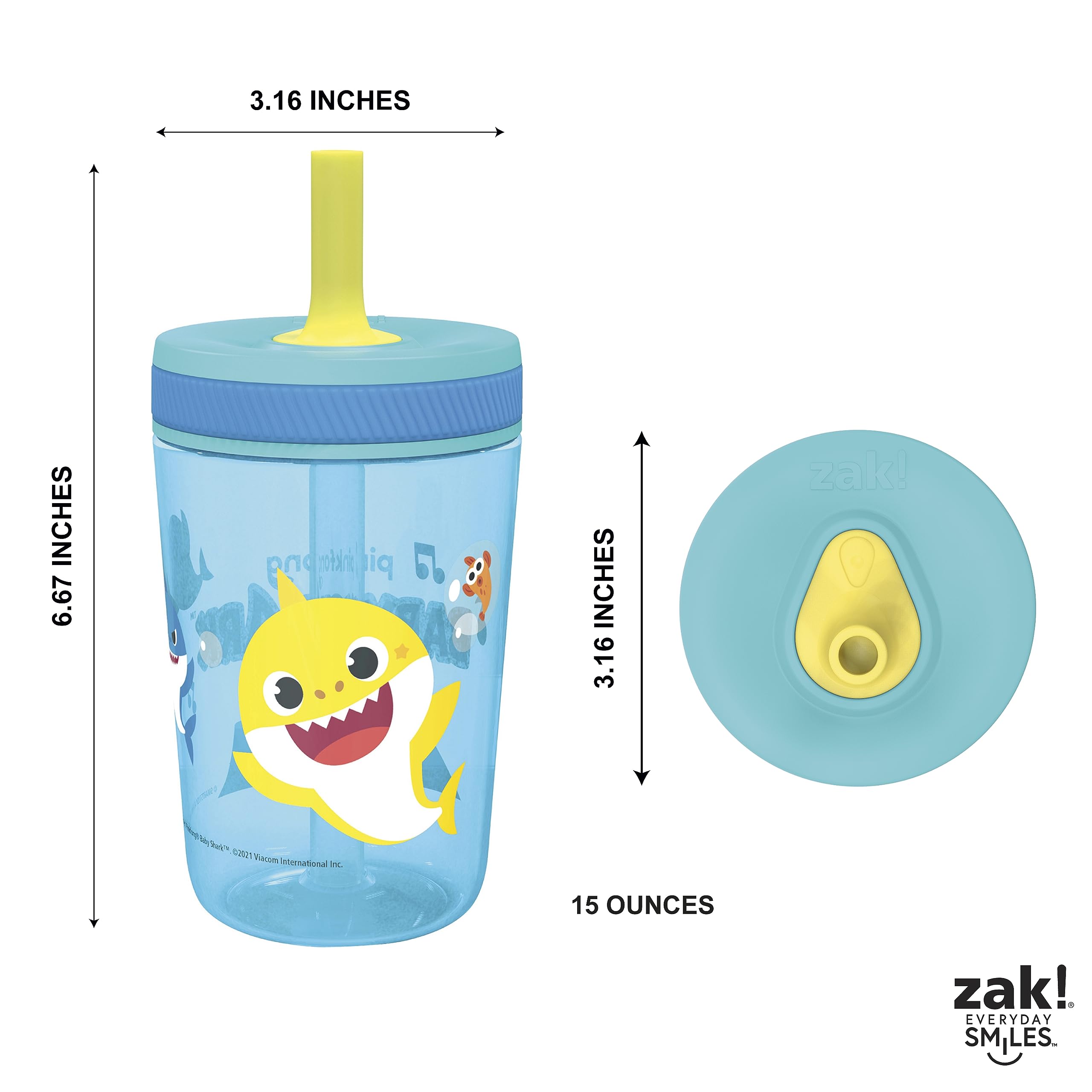 Foto 5 | Set De Vasos Zak Designs Baby Shark Kelso 450 Ml (2 Unidades) - Venta Internacional.