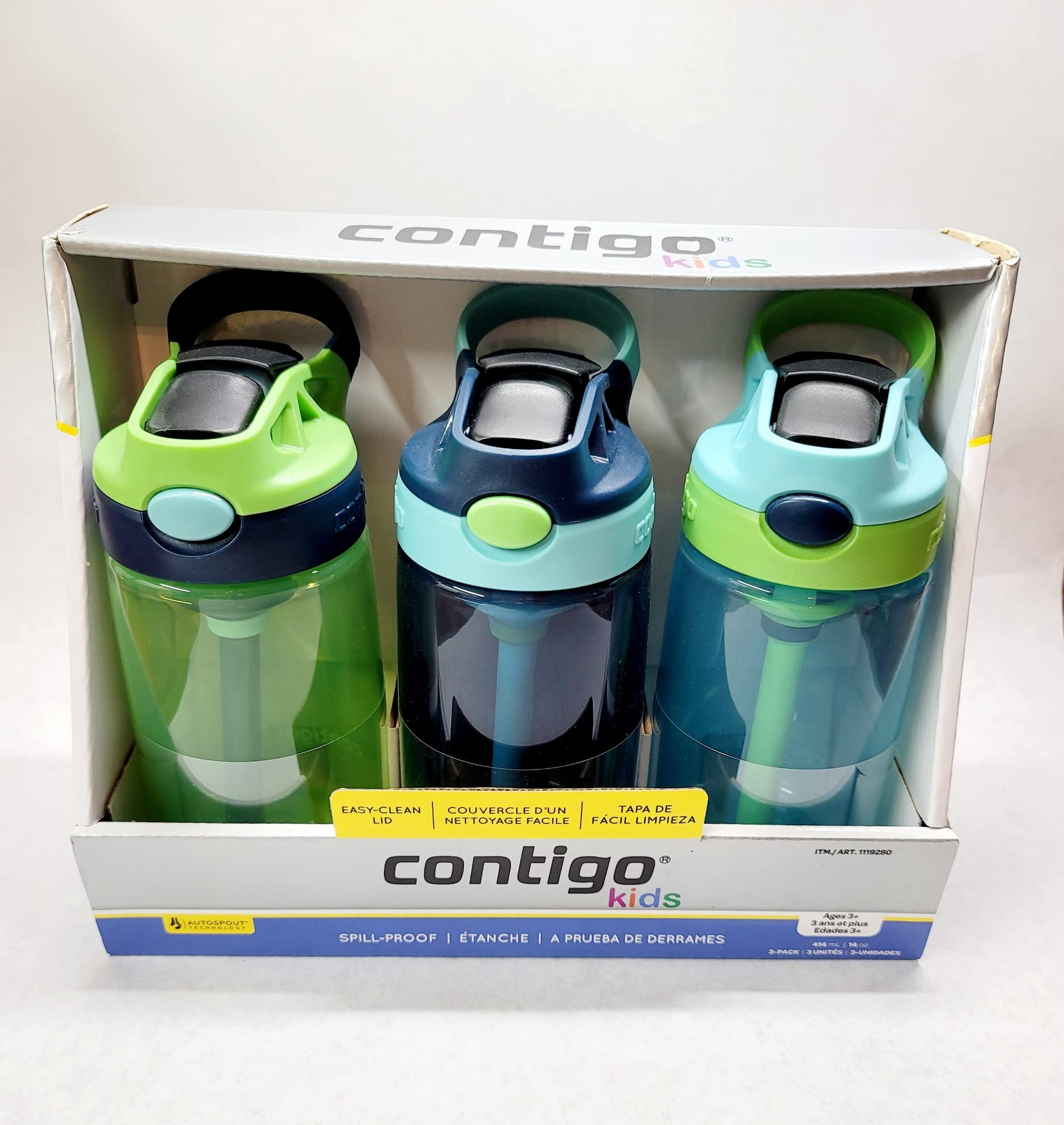 Foto 8 pulgar | Botella De Agua Contigo Kids Autospout 414 Ml, Paquete De 3 Unidades, Verde/azul - Venta Internacional.