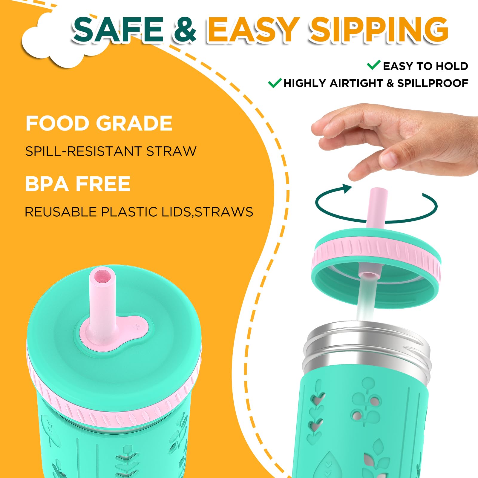 Foto 4 pulgar | Vasos Para Niños Pequeños Sippy Tronco De Acero Inoxidable De 300 Ml Con Fundas - Venta Internacional.