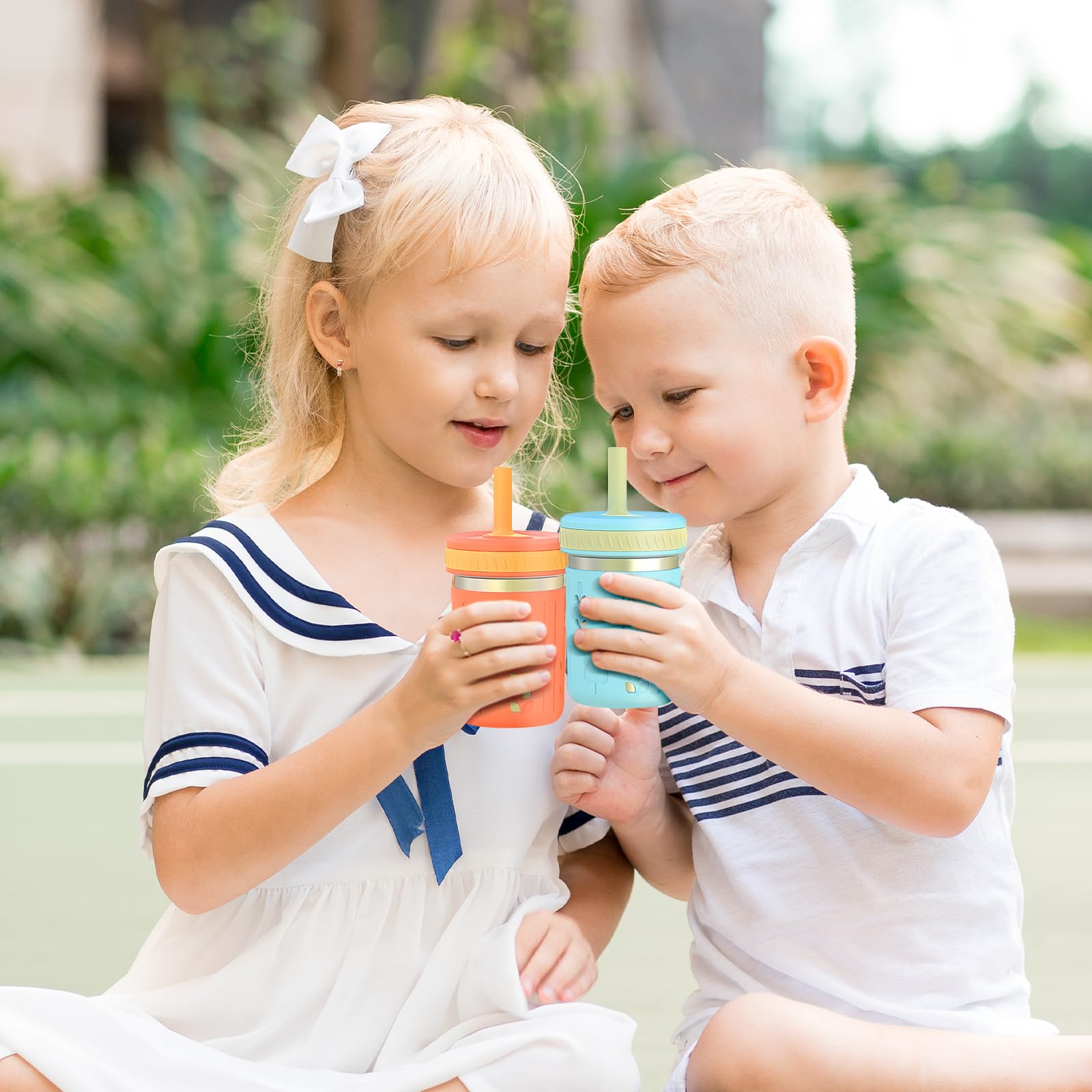 Foto 8 pulgar | Vasos Para Niños Pequeños Sippy Tronco De Acero Inoxidable De 300 Ml Con Fundas - Venta Internacional.