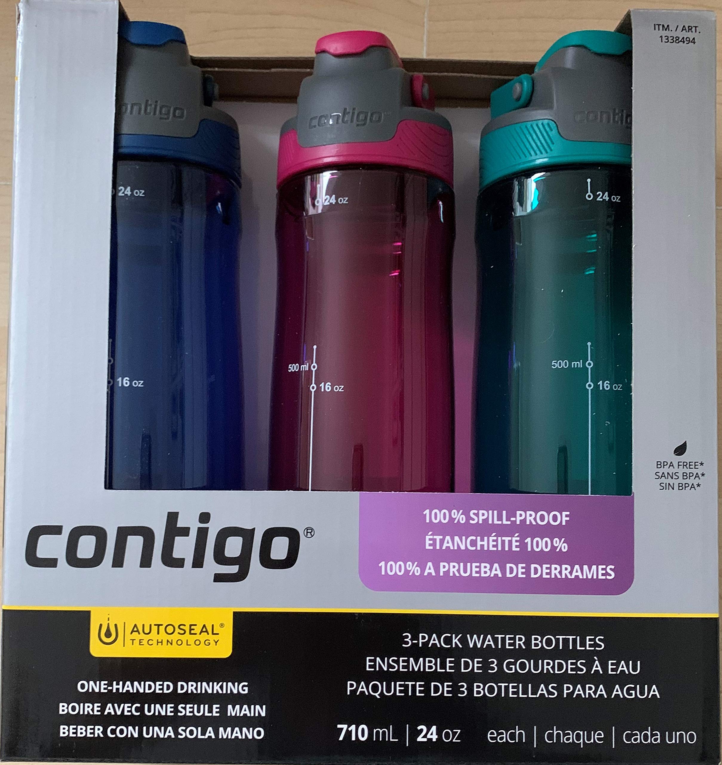 Foto 1 | Botella De Agua Contigo Autoseal, 700 Ml, A Prueba De Derrames, Sin Bpa, Paquete De 3 - Venta Internacional.