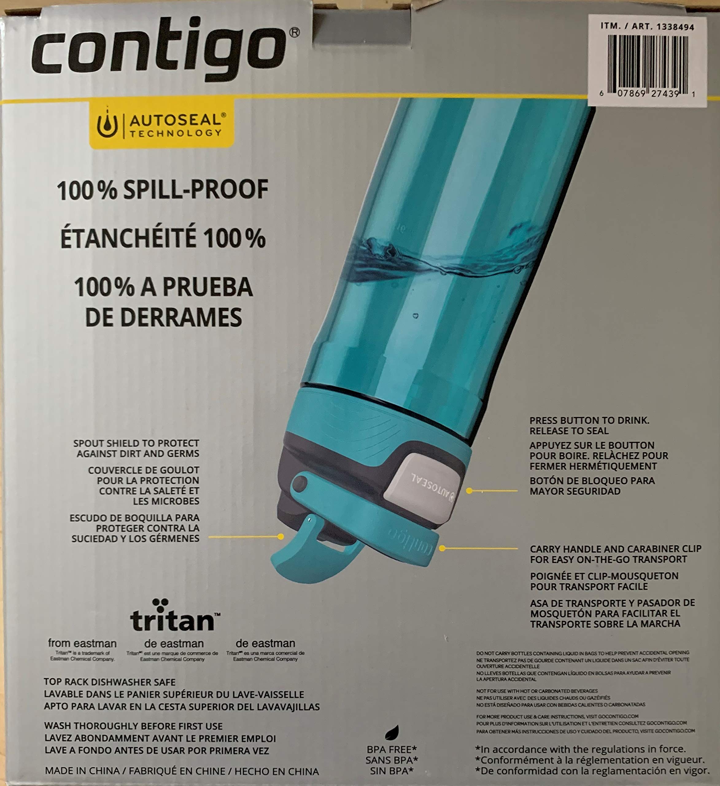 Foto 3 pulgar | Botella De Agua Contigo Autoseal, 700 Ml, A Prueba De Derrames, Sin Bpa, Paquete De 3 - Venta Internacional.