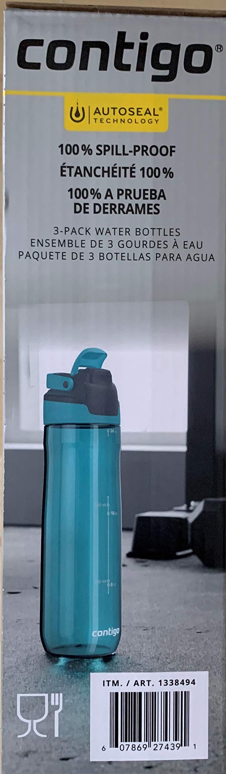 Foto 3 | Botella De Agua Contigo Autoseal, 700 Ml, A Prueba De Derrames, Sin Bpa, Paquete De 3 - Venta Internacional.