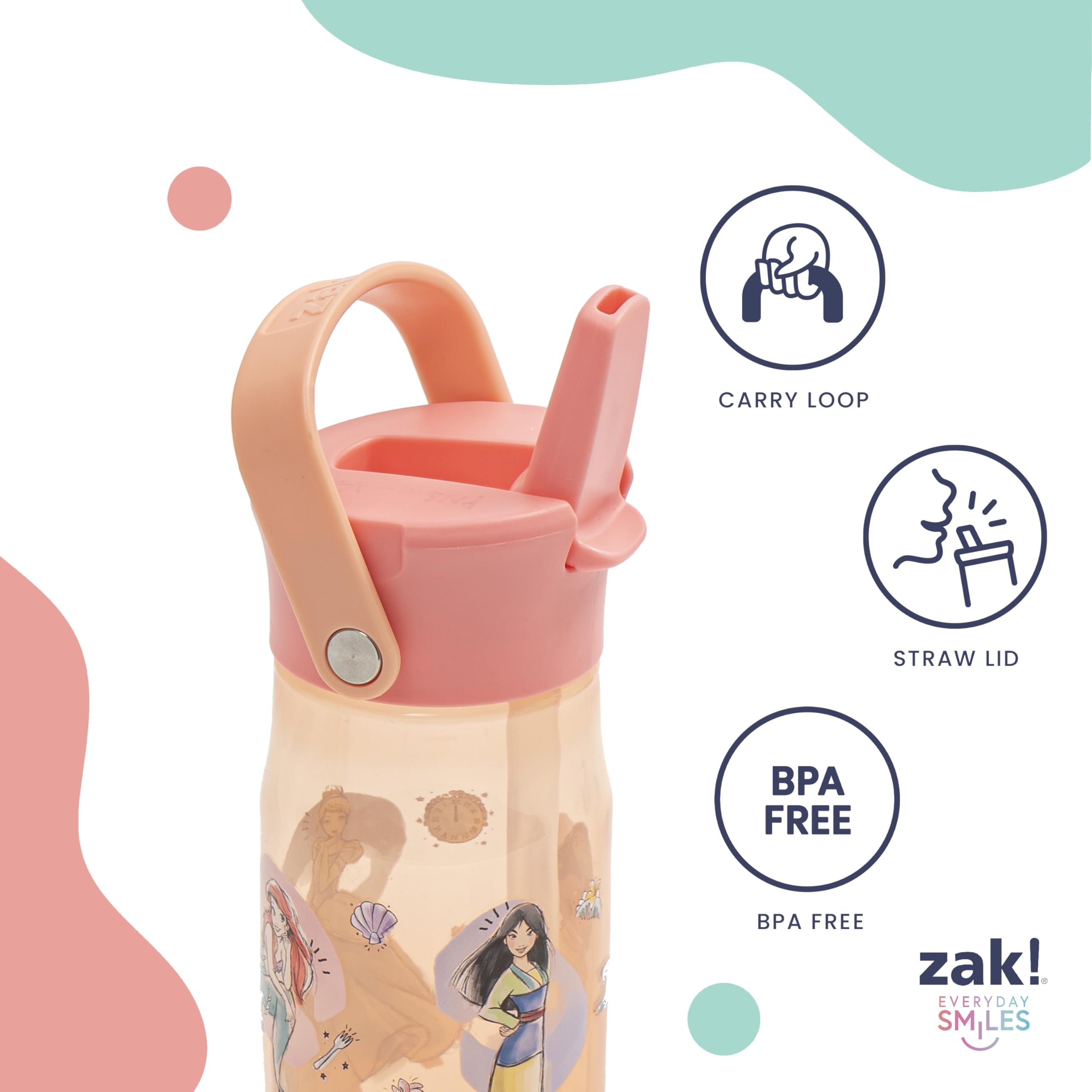 Foto 7 pulgar | Botella de Agua Harmony Disney Princess de Zak Designs 530 ml Paquete de 2 - Venta Internacional