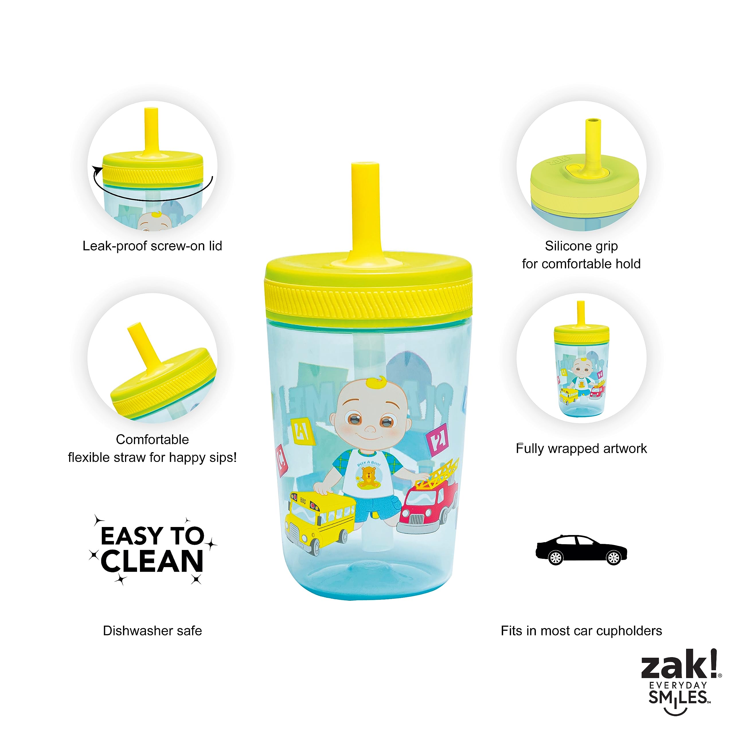 Foto 4 | Set De Vasos Zak Designs Cocomelon Kelso De 450 Ml Para Niños - Venta Internacional.
