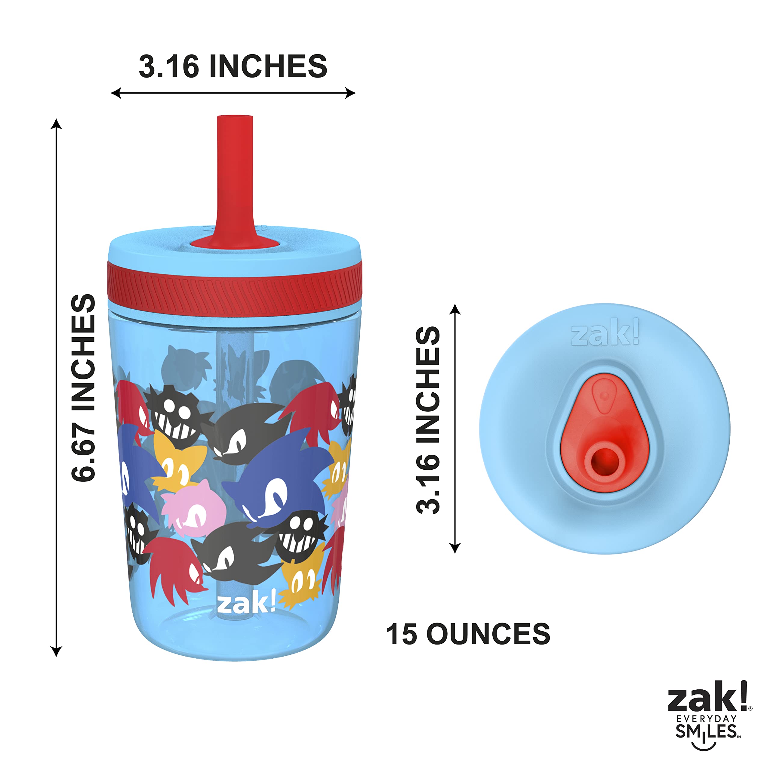 Foto 6 pulgar | Vaso Zak Designs Sonic The Hedgehog Kelso, 450 Ml, Paquete De 2 - Venta Internacional.