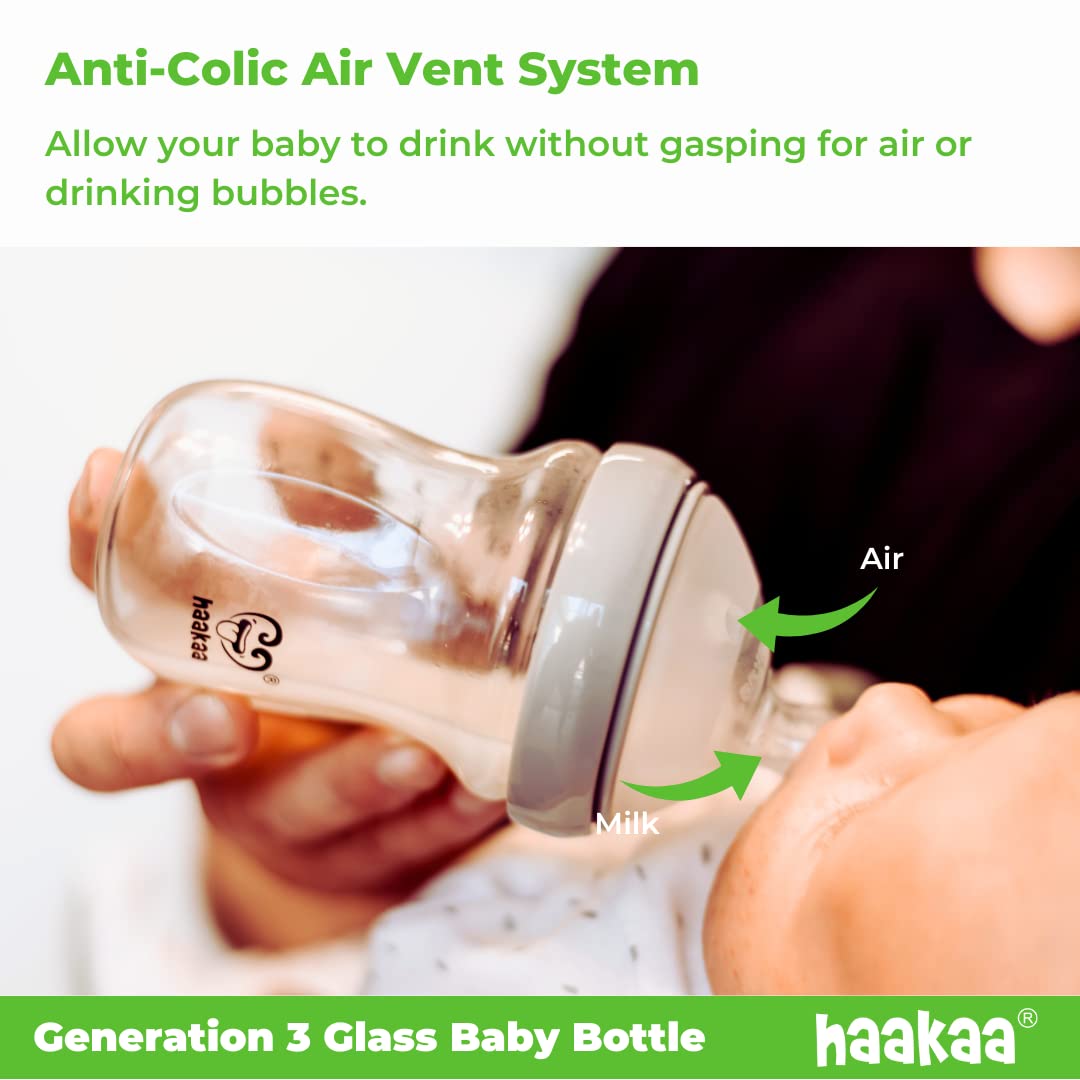 Foto 4 | Biberón De Vidrio Haakaa Generation 3, 160 Ml, 1 Paquete Con Tetina - Venta Internacional.