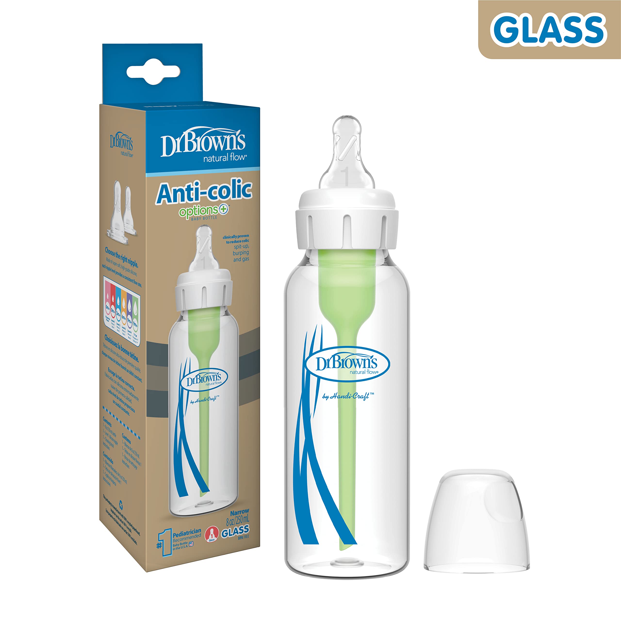Foto 8 pulgar | Biberón Dr. Brown's Natural Flow Anti-colic De 250 Ml De Vidrio - Venta Internacional.