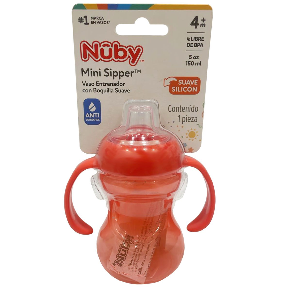 Foto 4 pulgar | Vaso Entrenador Nuby Mini Sipper Boquilla Suave 5 Oz Rojo