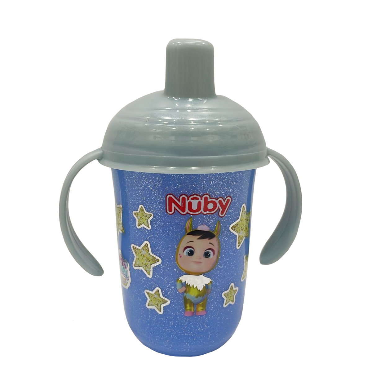 Vaso Entrenador con Asas Nuby Bebés Llorones 9 Oz Azul