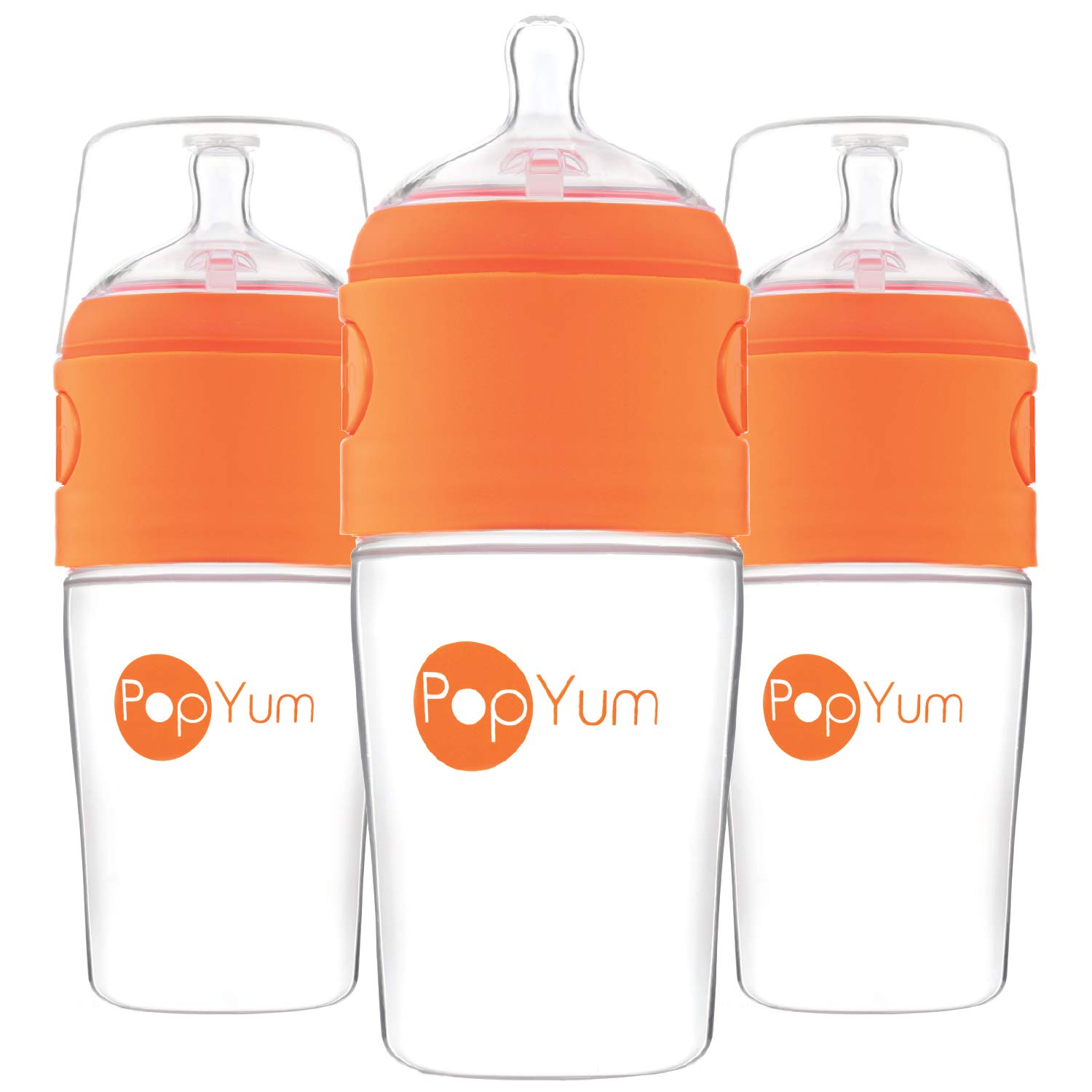 Foto 2 pulgar | Biberón Popyum Naranja 260 ml Anticólico Paquete de 3 con Tetinas - Venta Internacional