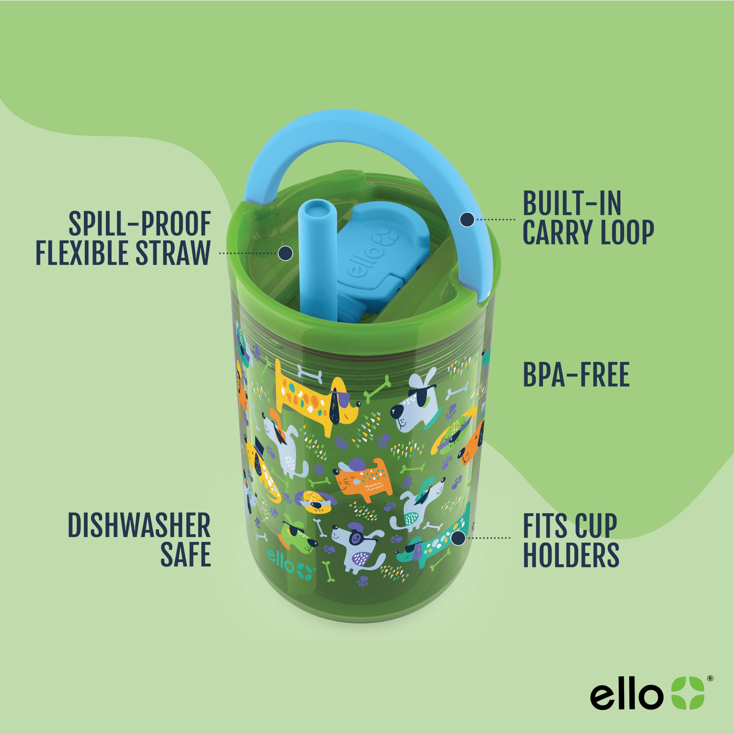 Foto 4 pulgar | Juego De Vasos Ello Bop Para Niños, Paquete De 2 Unidades, 350 Ml, Con Tapa Y Pajita, Sin Bpa - Venta Internacional.