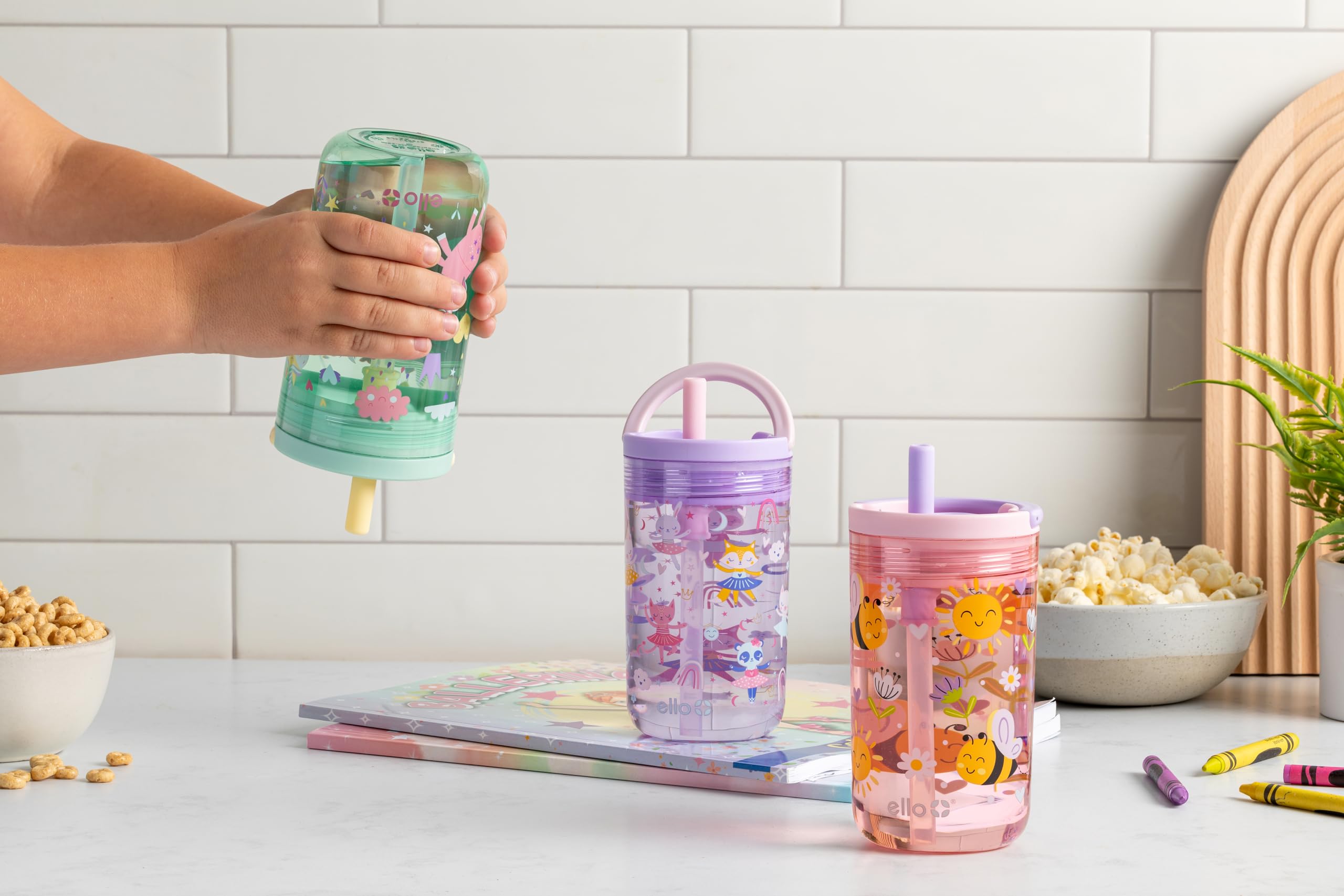 Foto 3 pulgar | Juego De Vasos Ello Bop De Plástico Para Niños De 360 Ml Con Pajita, Paquete De 2 - Venta Internacional.