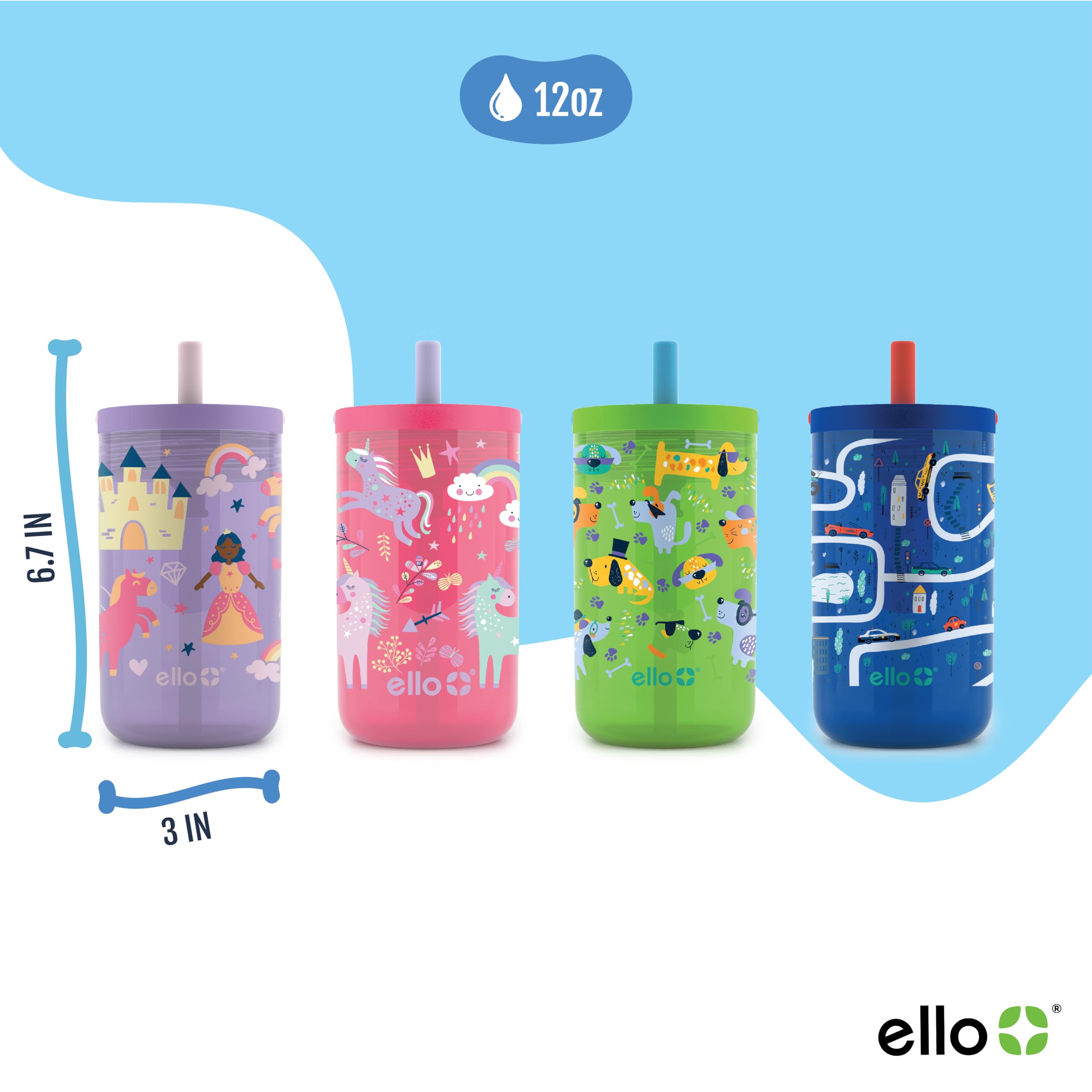Foto 5 pulgar | Juego De Vasos Ello Bop De Plástico Para Niños De 360 Ml Con Pajita, Paquete De 2 - Venta Internacional.