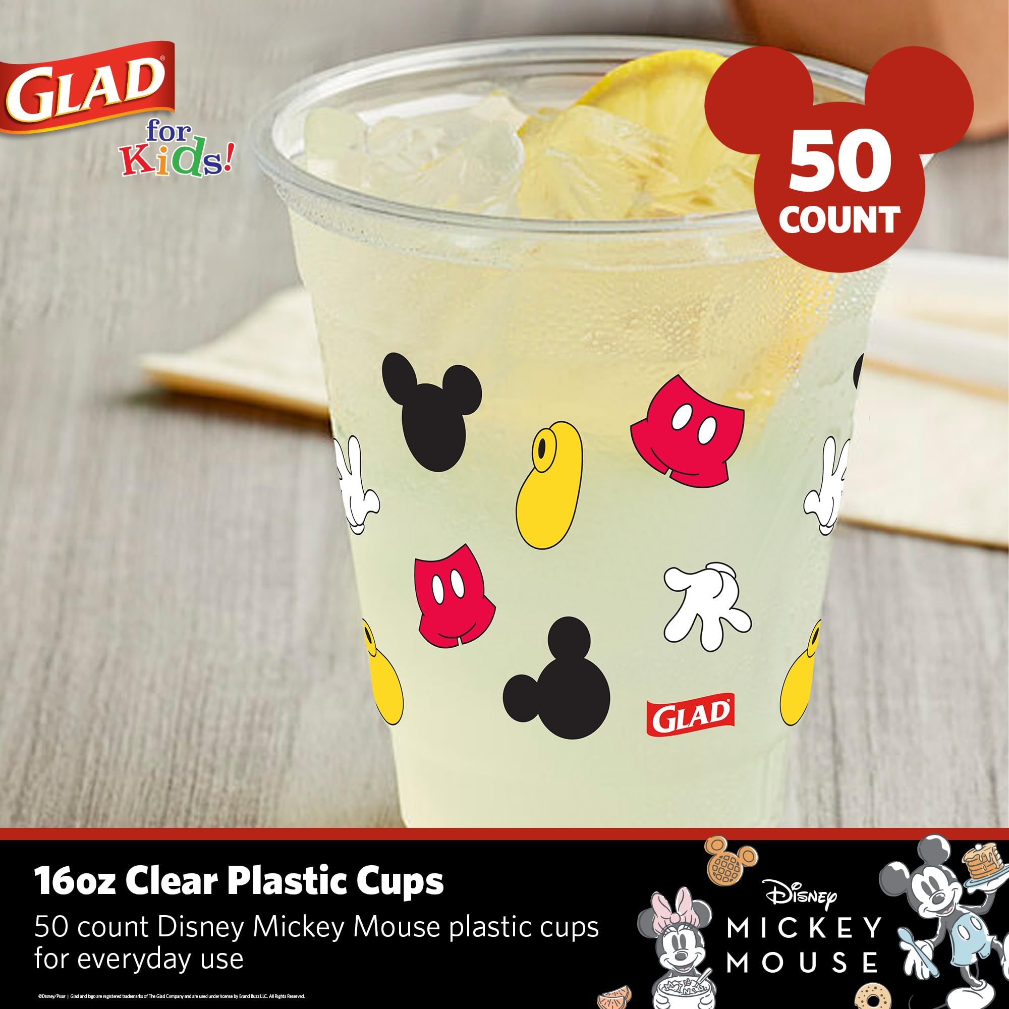Foto 3 pulgar | Vasos De Plástico Glad For Kids Disney Mickey Mouse, 473 Ml, 50 Unidades - Venta Internacional.
