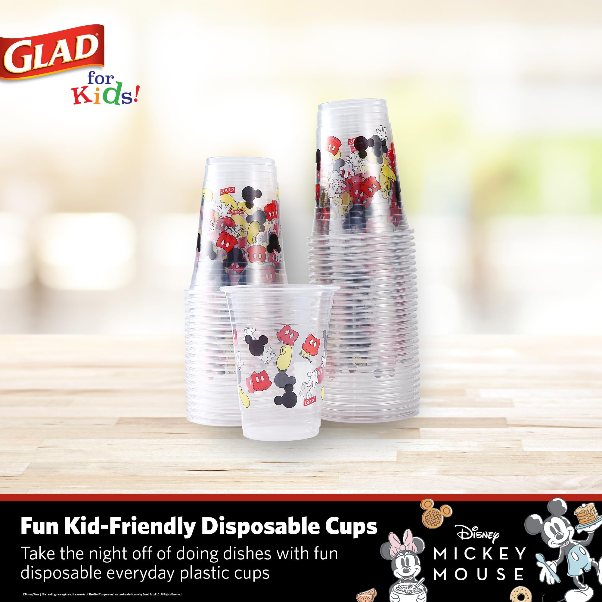 Foto 5 pulgar | Vasos De Plástico Glad For Kids Disney Mickey Mouse, 473 Ml, 50 Unidades - Venta Internacional.