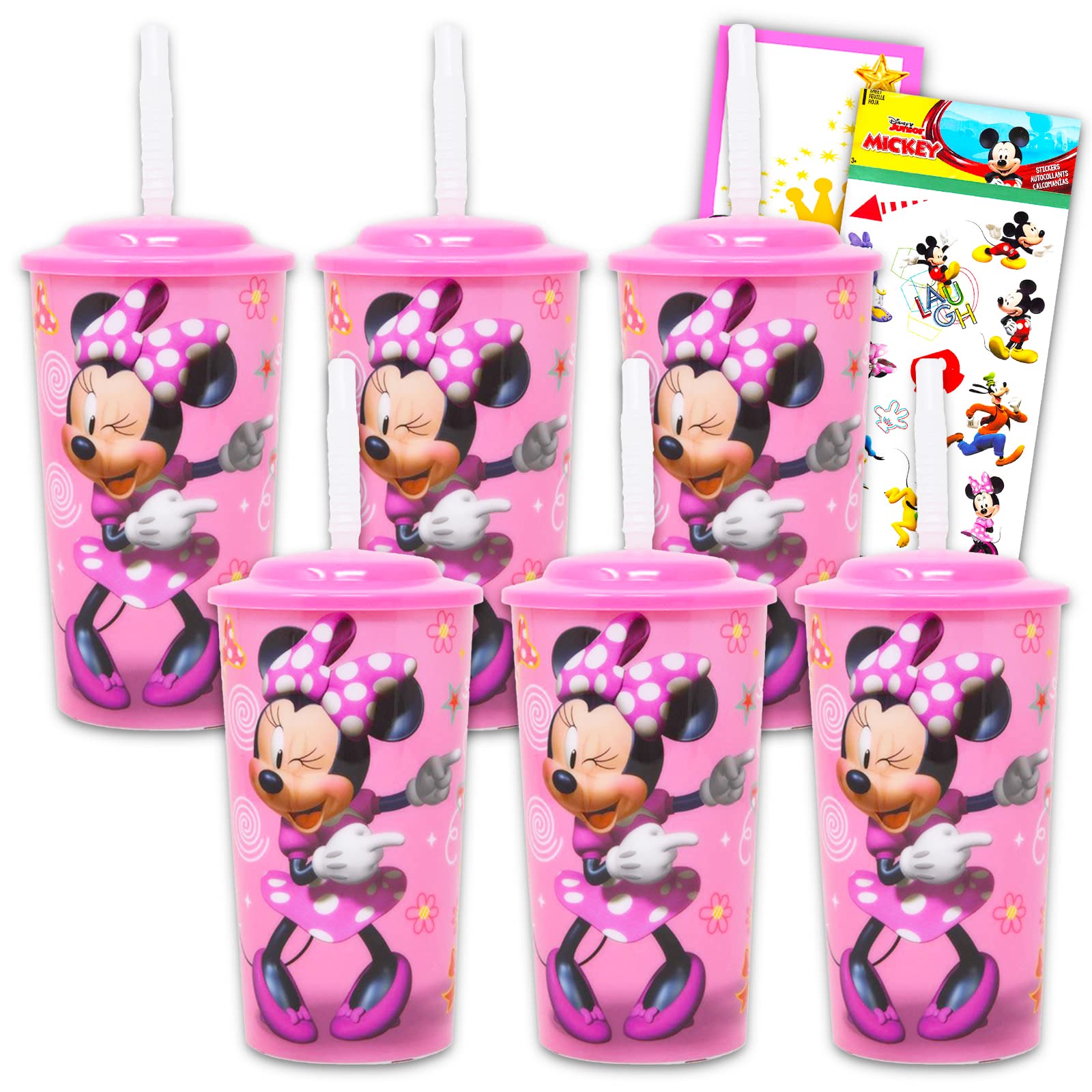 Foto 2 pulgar | Juego de Vasos Disney Minnie Mouse 6 Piezas + Pegatinas y Colgador de Puerta - Venta Internacional