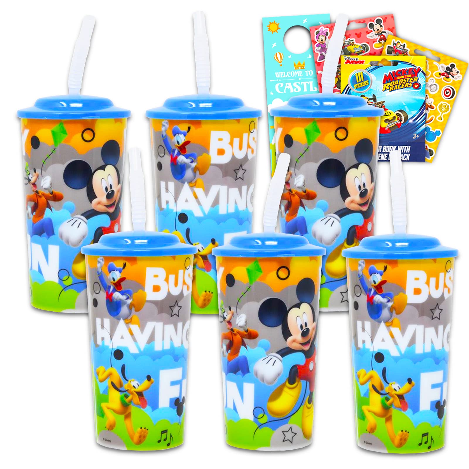 Foto 2 pulgar | Juego De Vasos Para Sorber De Mickey Mouse De Disney, Paquete De 6 Con Pegatinas De 480 Ml - Venta Internacional.