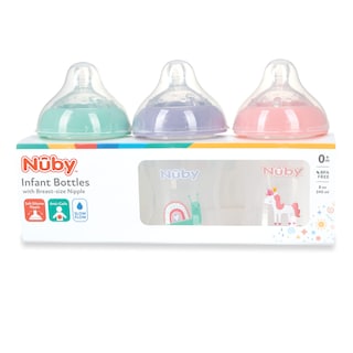 Foto 5 | Biberones Nuby Para Bebés, Paquete De 3, Con Tetina De Flujo Lento, 240 Ml - Venta Internacional.
