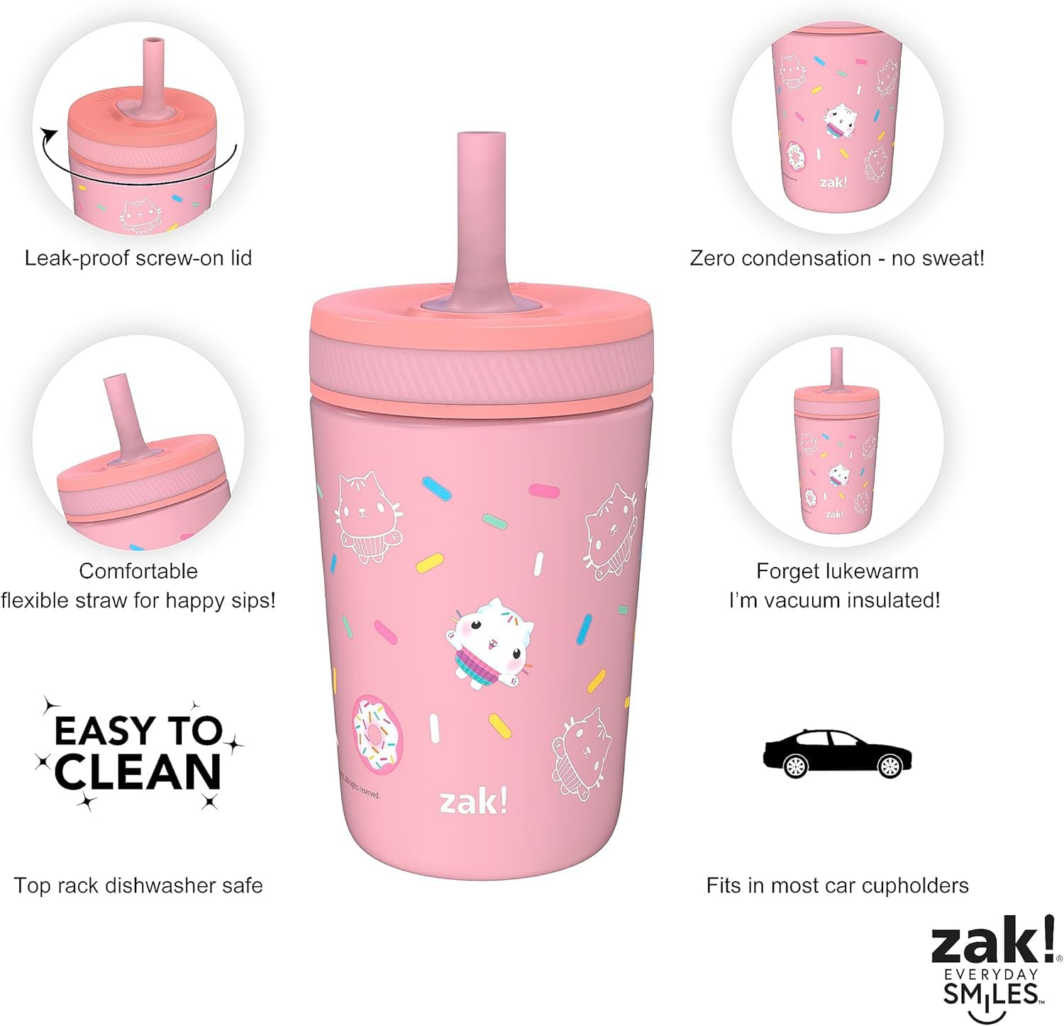 Foto 5 pulgar | Vaso Para Sorber Zak Designs Dreamworks Gabby's Dollhouse Kelso 360 Ml - Venta Internacional.