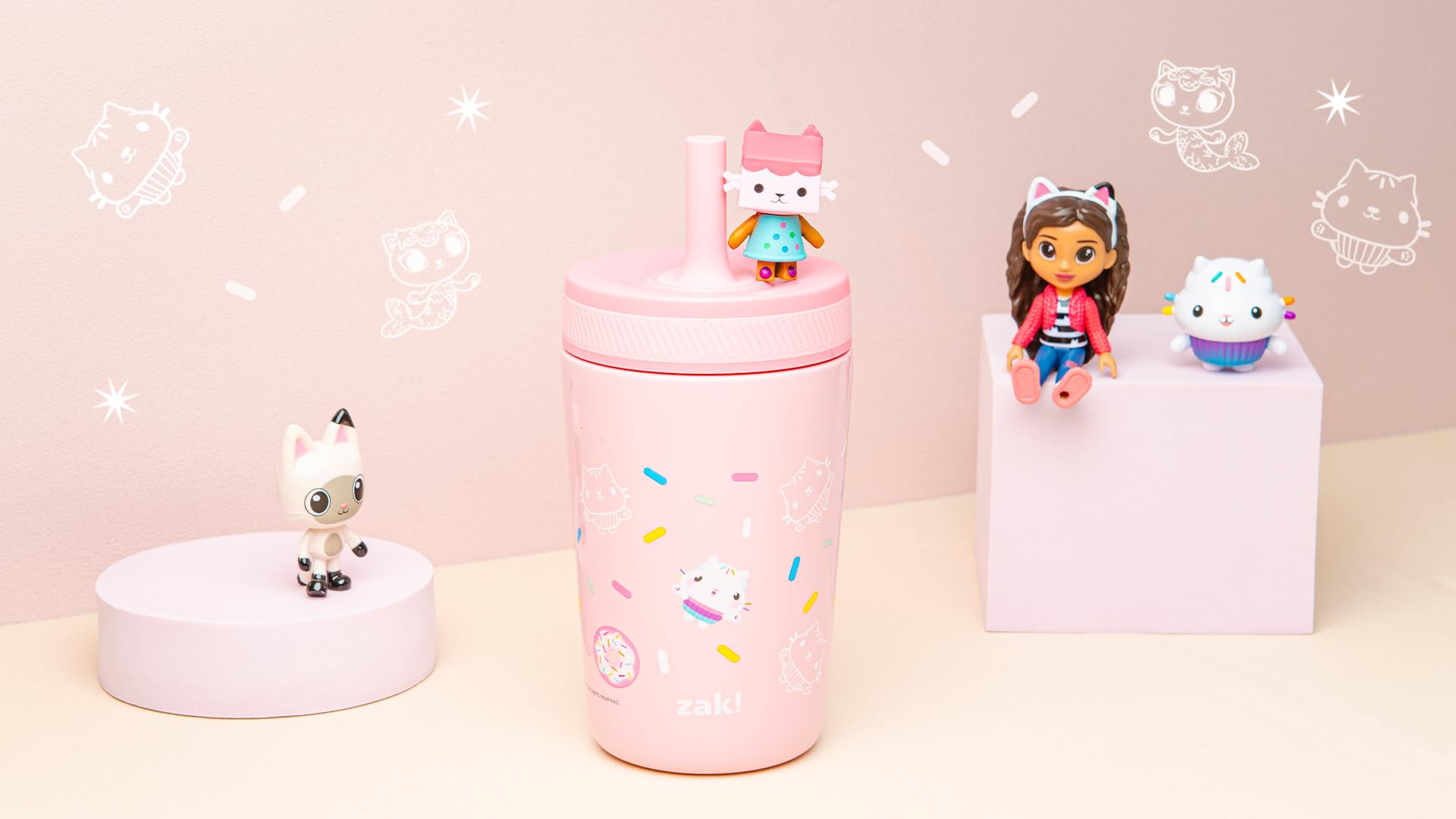 Foto 8 pulgar | Vaso Para Sorber Zak Designs Dreamworks Gabby's Dollhouse Kelso 360 Ml - Venta Internacional.