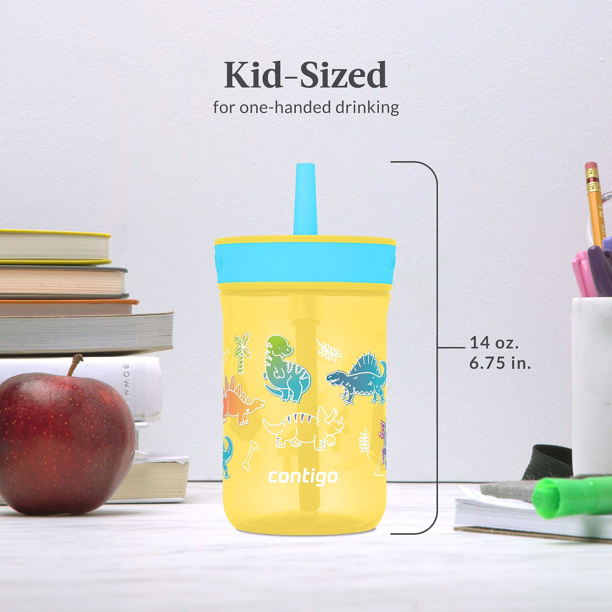 Foto 6 pulgar | Vaso Contigo Kids Leighton Con Pajita, Tapa Antiderrames De 400 Ml - Venta Internacional.