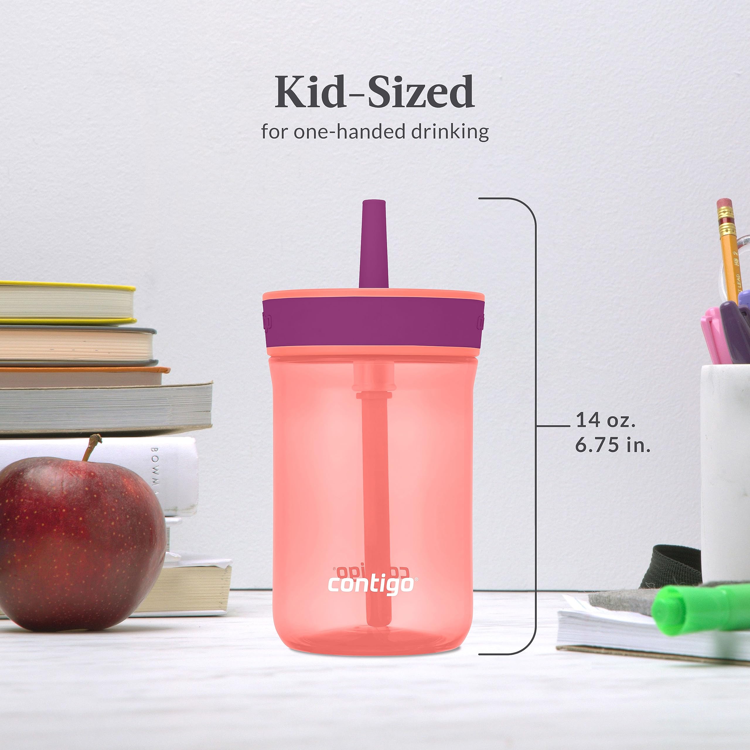 Foto 4 | Vaso Contigo Kids Leighton Straw De 400 Ml Con Tapa A Prueba De Derrames - Venta Internacional.