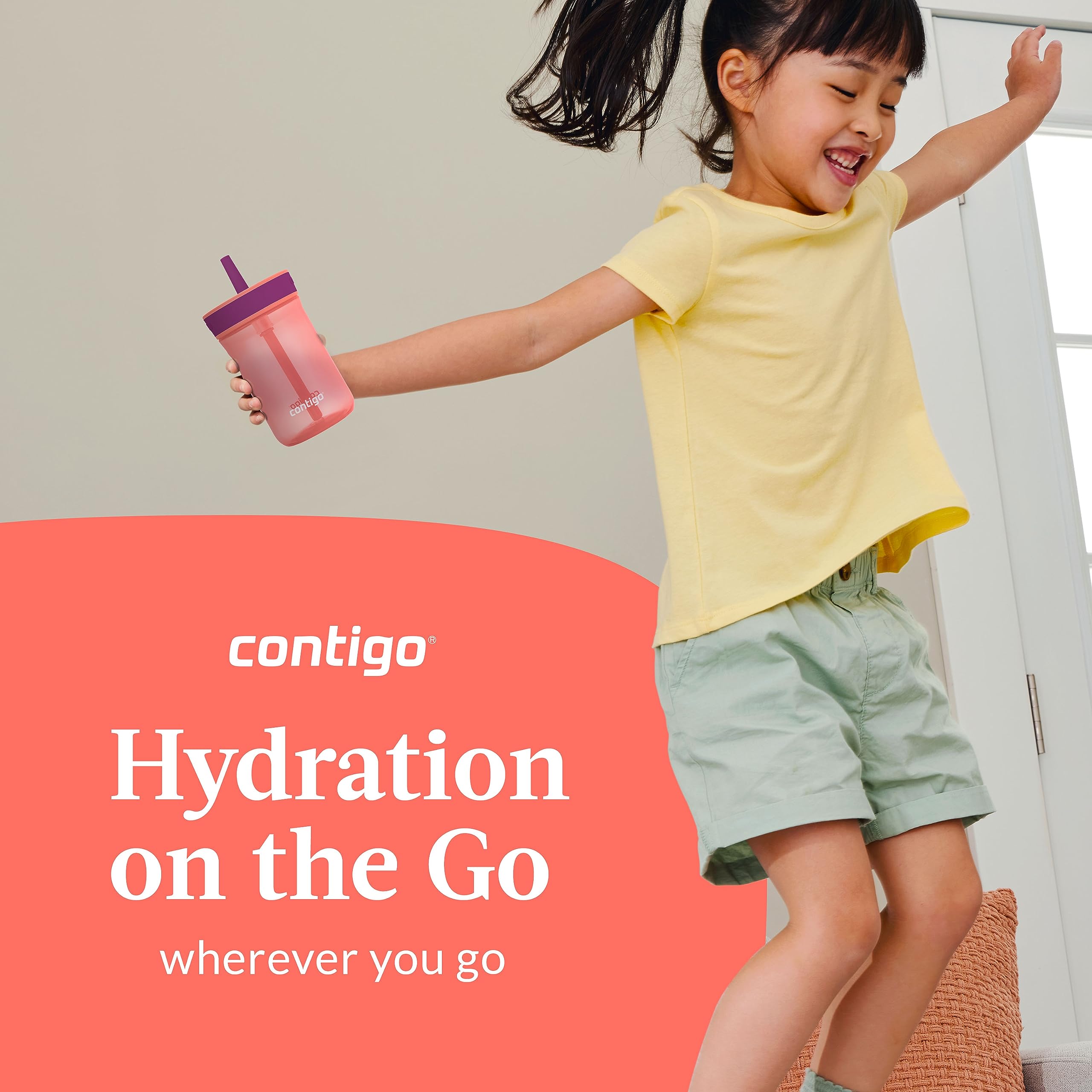 Foto 5 | Vaso Contigo Kids Leighton Straw De 400 Ml Con Tapa A Prueba De Derrames - Venta Internacional.